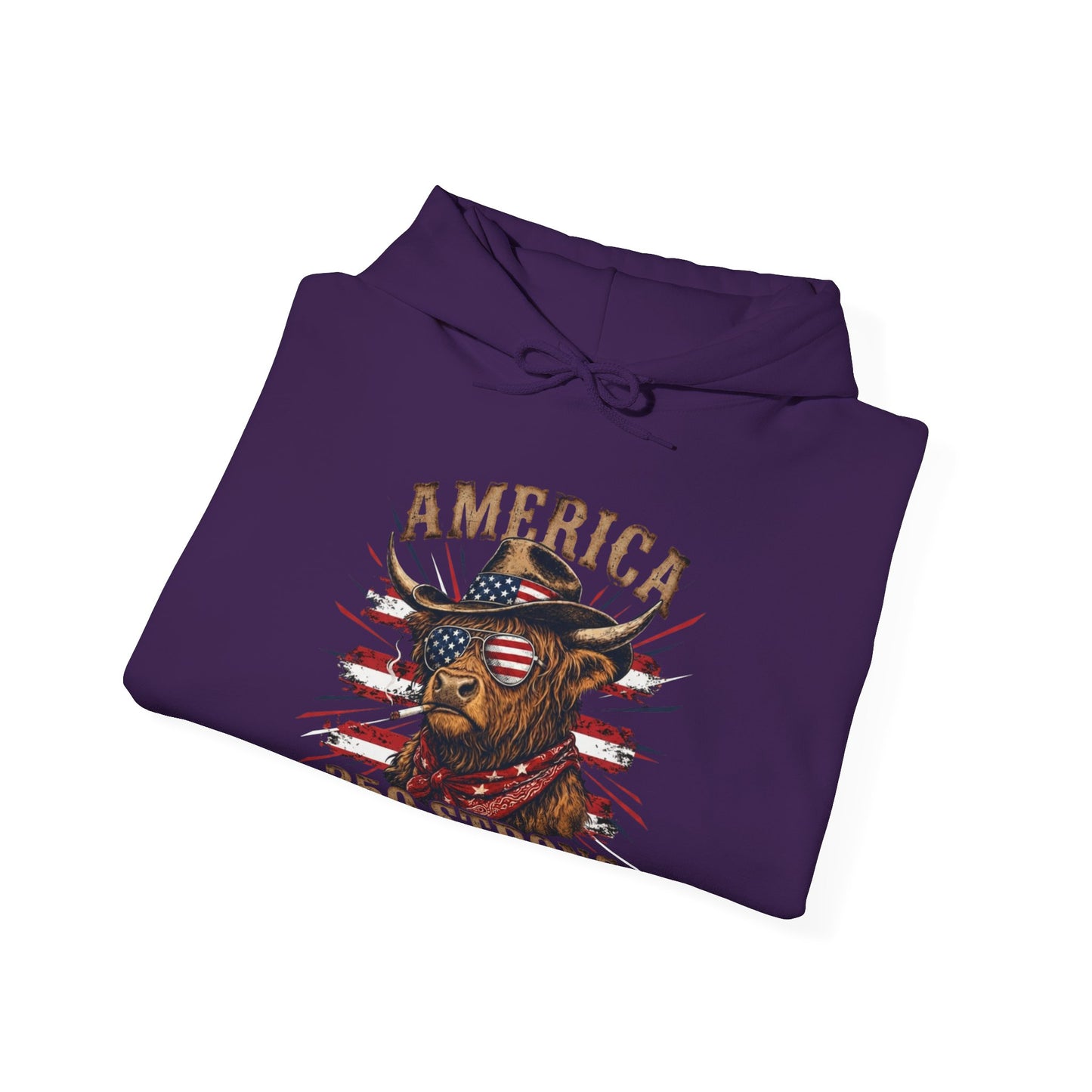 #250 America 250 Strong Patriotic Bull with American Flag Hoodie