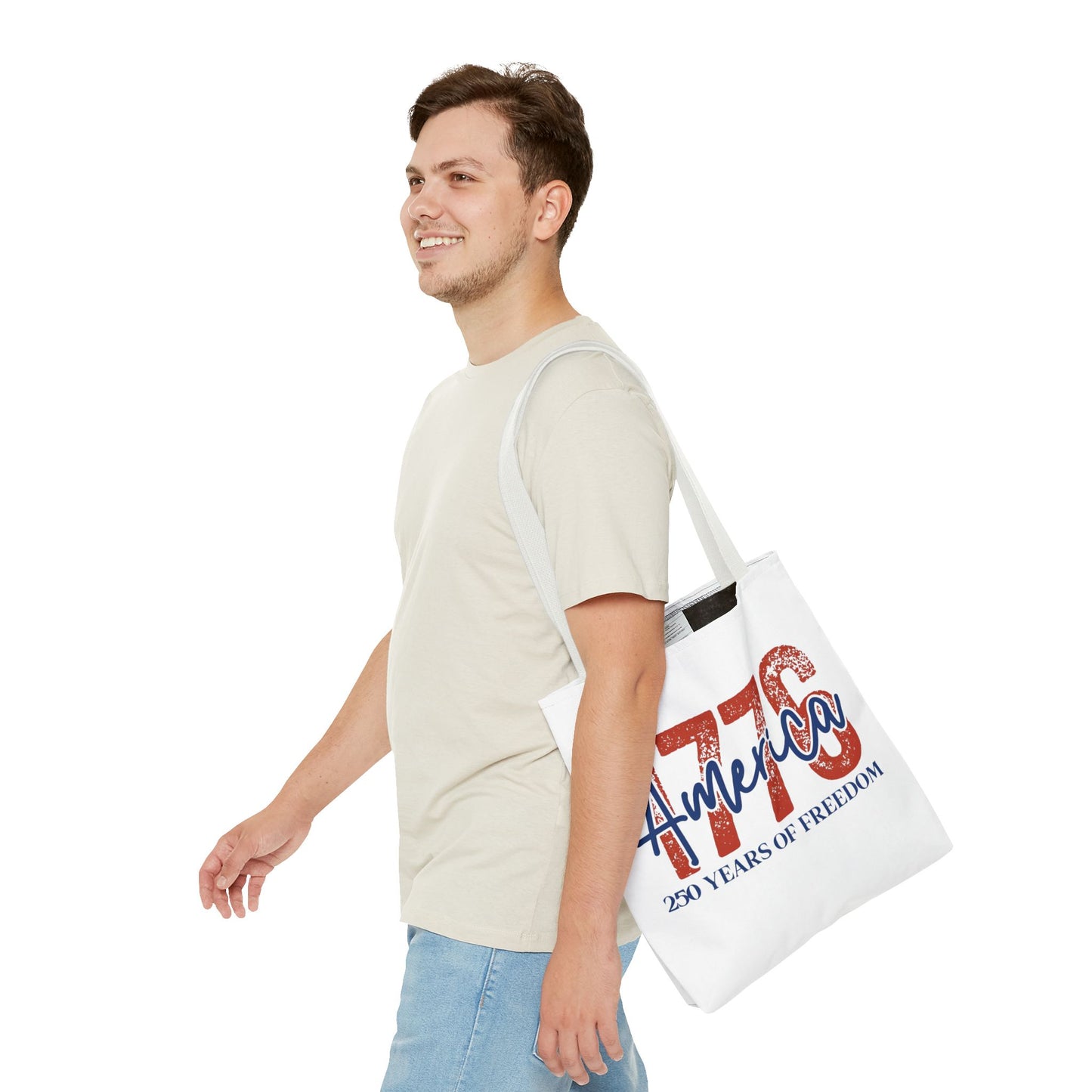 #250 1776 America: 250 Years of Freedom' Patriotic Independence Day Tote Bag