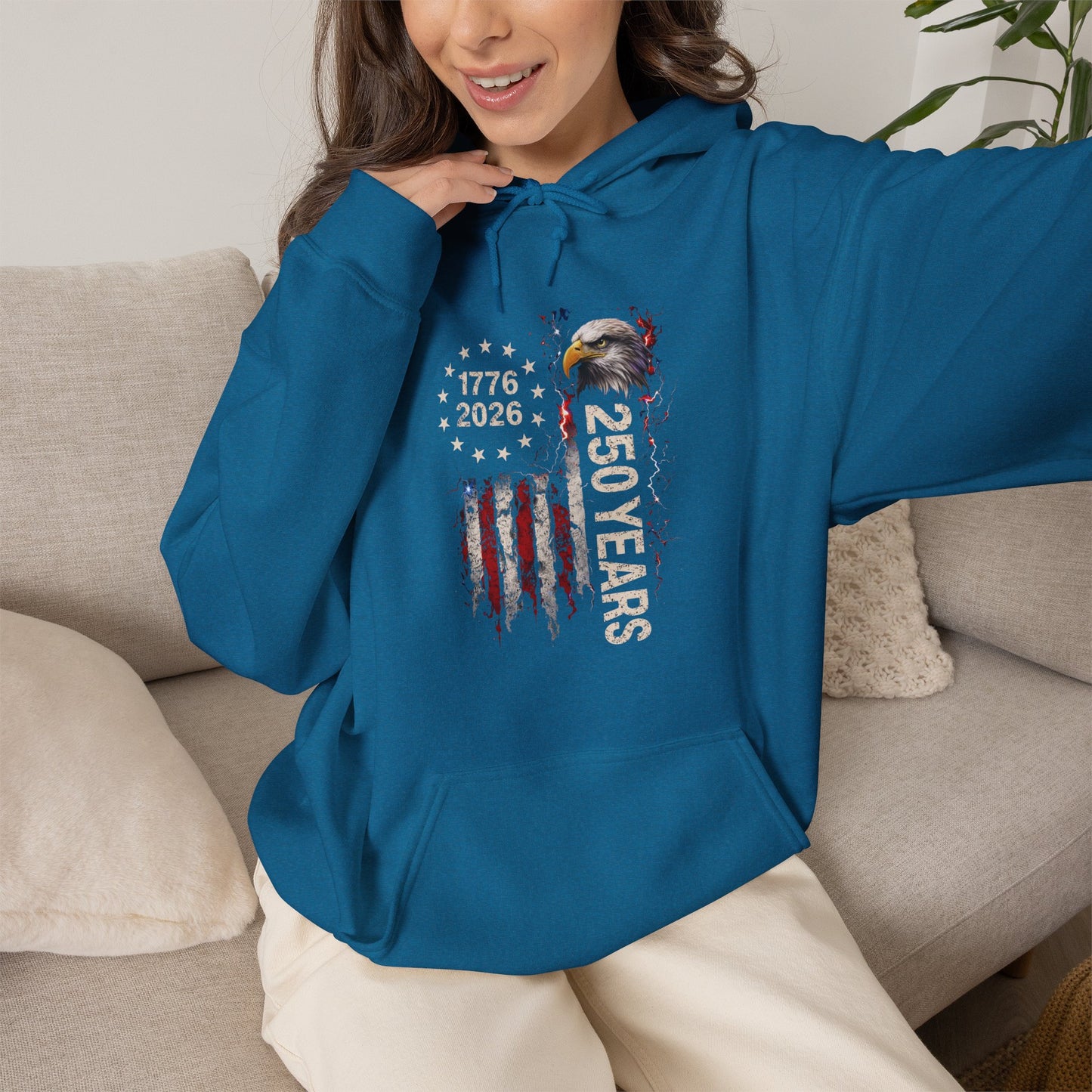 #250 1776-2026 250 Years USA Bicentennial Eagle Hoodie