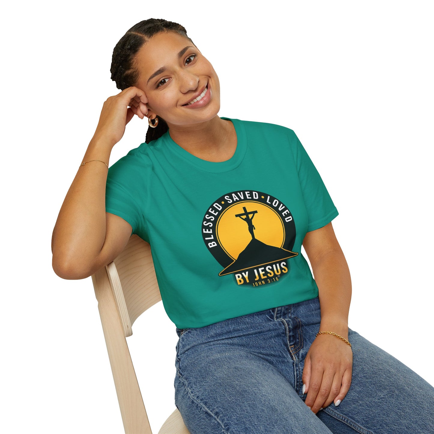 Blessed • Saved • Loved by Jesus T-Shirt — Christian Faith Tee