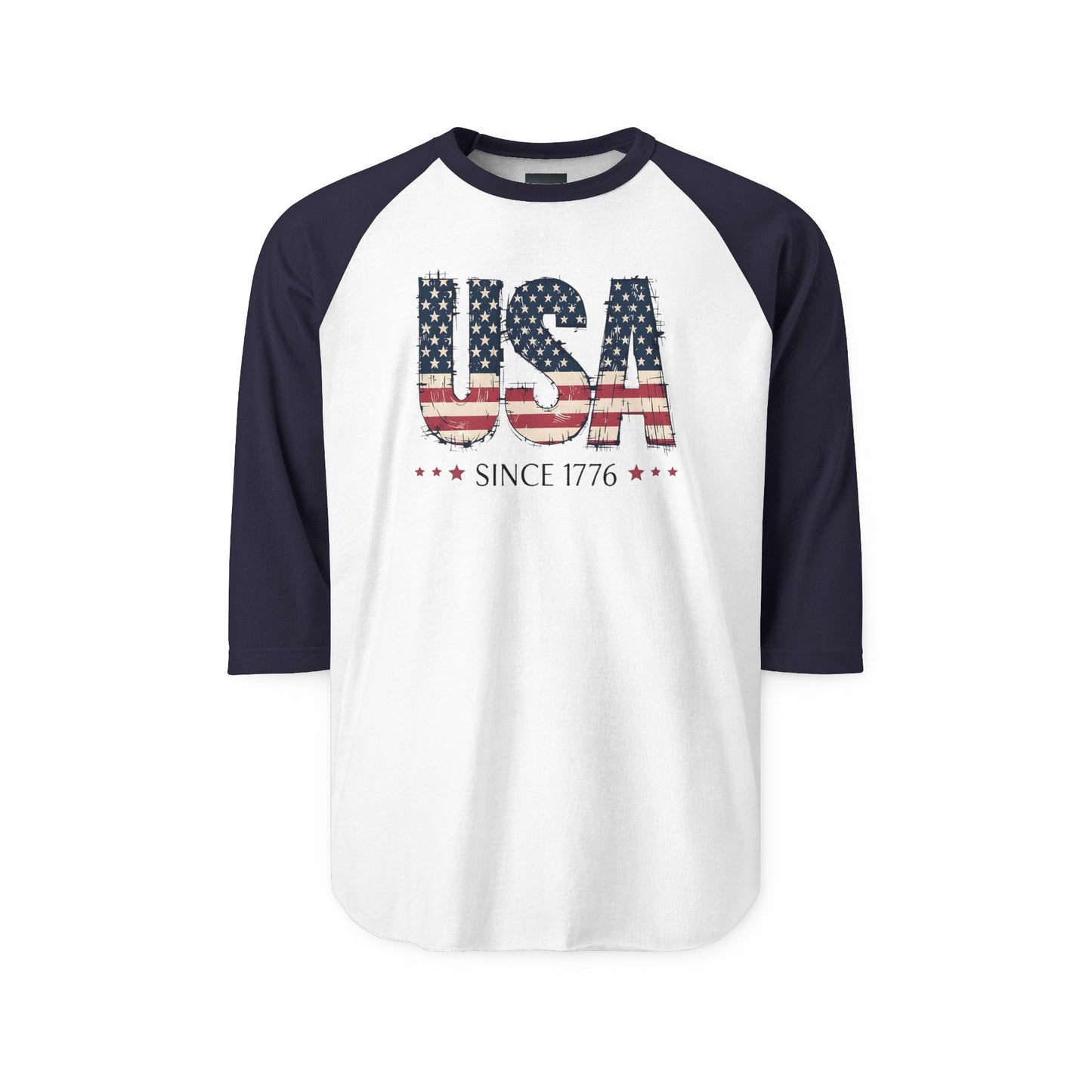 #250 USA Flag "USA Since 1776" Patriotic Raglan Shirt Baseball Tee