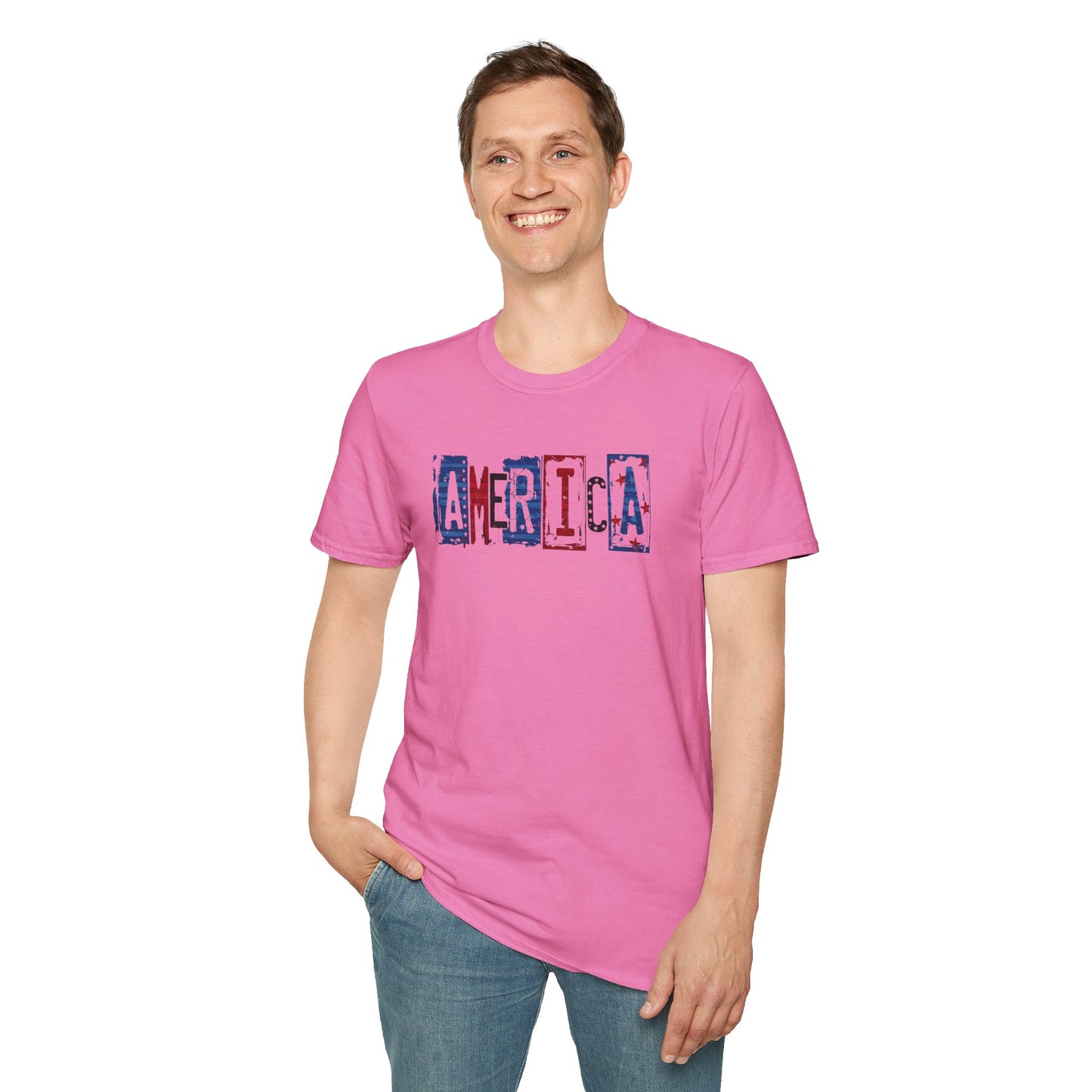 #250 America Retro Block Text Patriotic T-Shirt