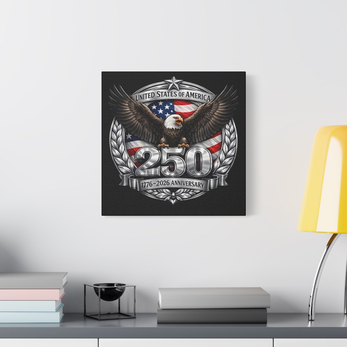 #250 Patriotic Bald Eagle 250 United States Emblem Matte Canvas Wall Art