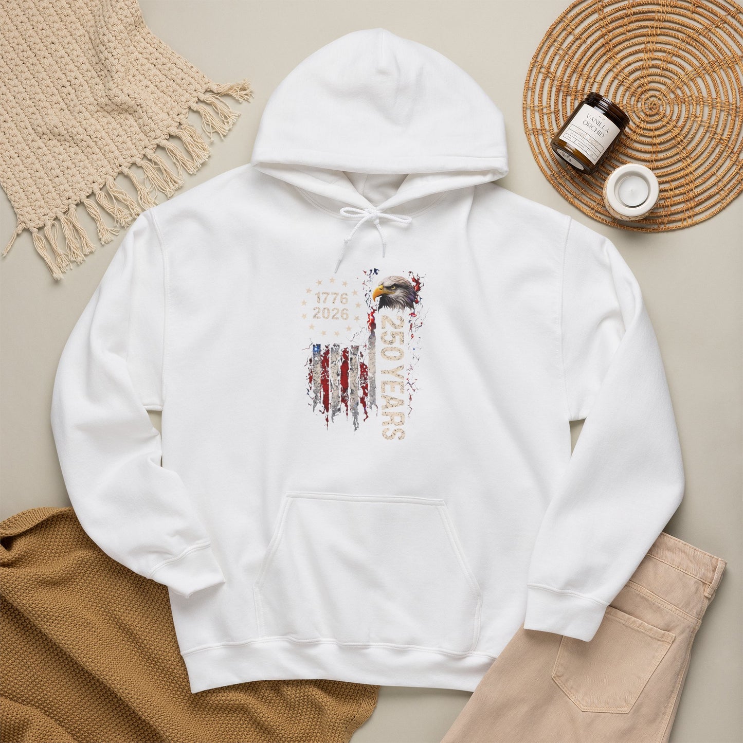 #250 1776-2026 250 Years USA Bicentennial Eagle Hoodie
