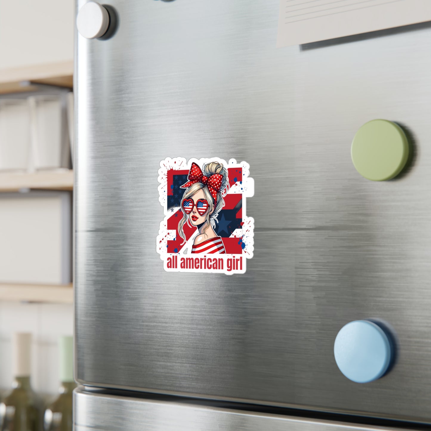 #250 All American Girl Patriotic Vinyl Sticker Kiss-Cut Decal (Fourth of July)