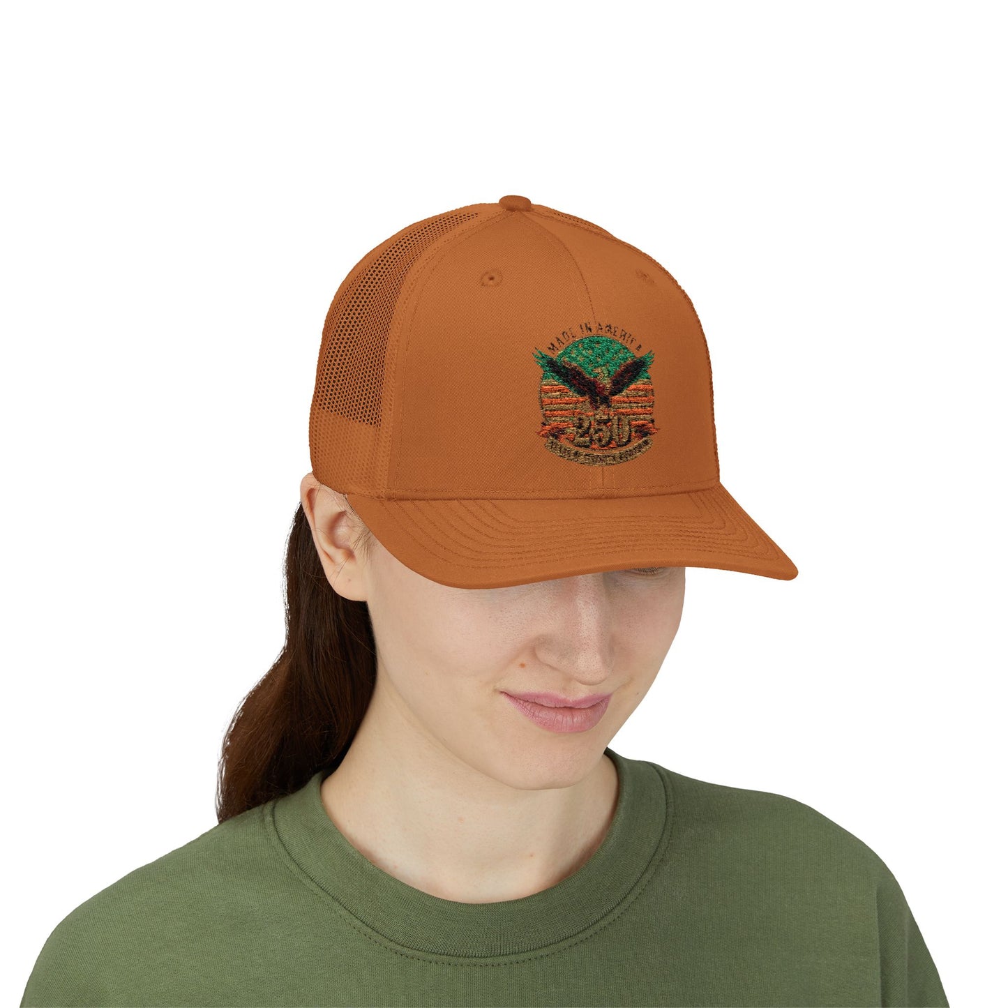 #250 Made in America Eagle 250th Anniversary Patriotic Snapback Trucker Cap