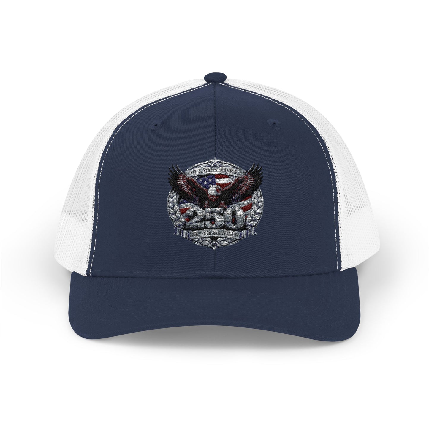 #250 Patriotic Bald Eagle 250 United States Emblem Snapback Trucker Cap