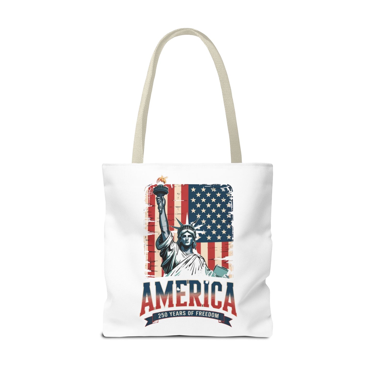 #250 Statue of Liberty American Flag 'America' Patriotic Independence Day Tote Bag