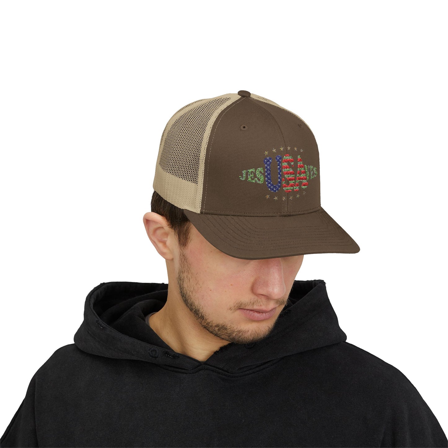 JesUSAves Patriotic Snapback Trucker Cap American Flag Christian Faith