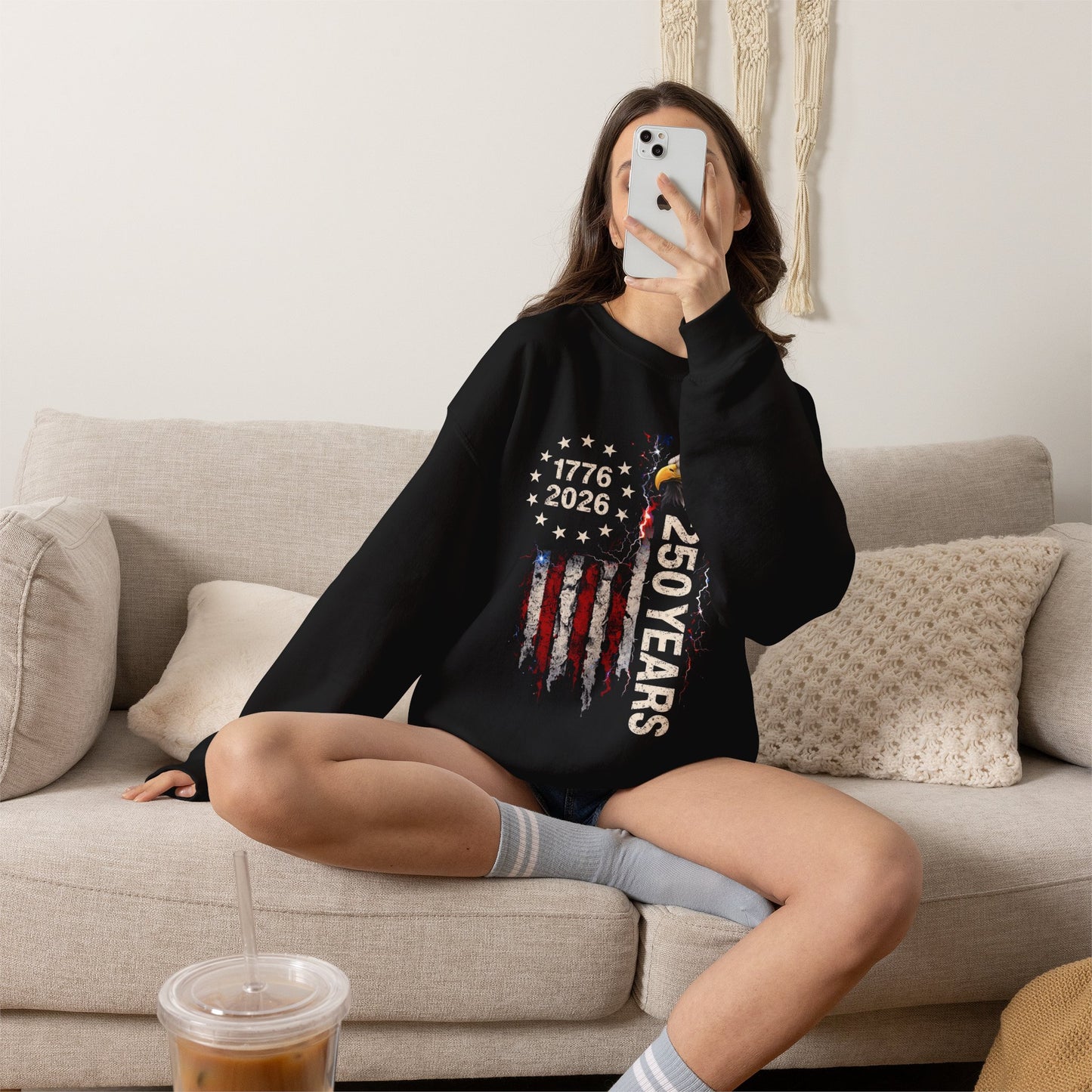 #250 1776-2026 250 Years USA Bicentennial Eagle Crewneck Sweatshirt