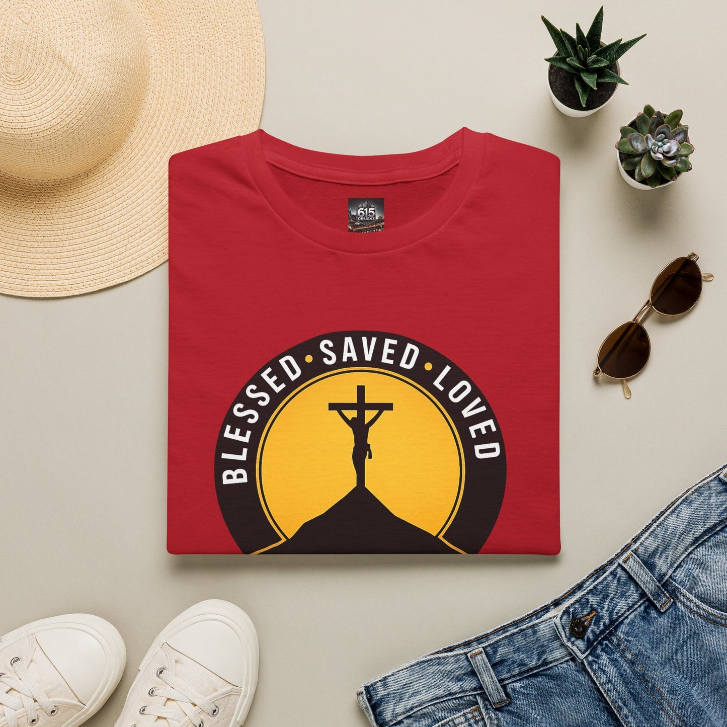 Blessed • Saved • Loved by Jesus T-Shirt — Christian Faith Tee