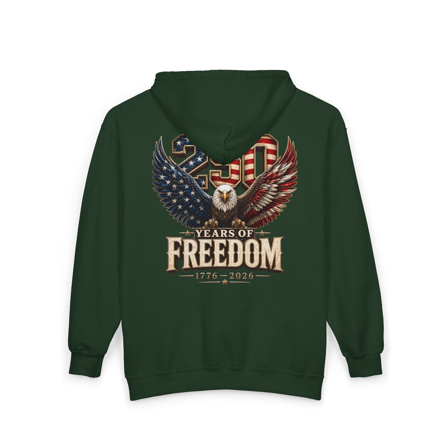 #250 250 Years of Freedom Eagle Patriotic American Flag Anniversary (1776–2026) Zip Hoodie