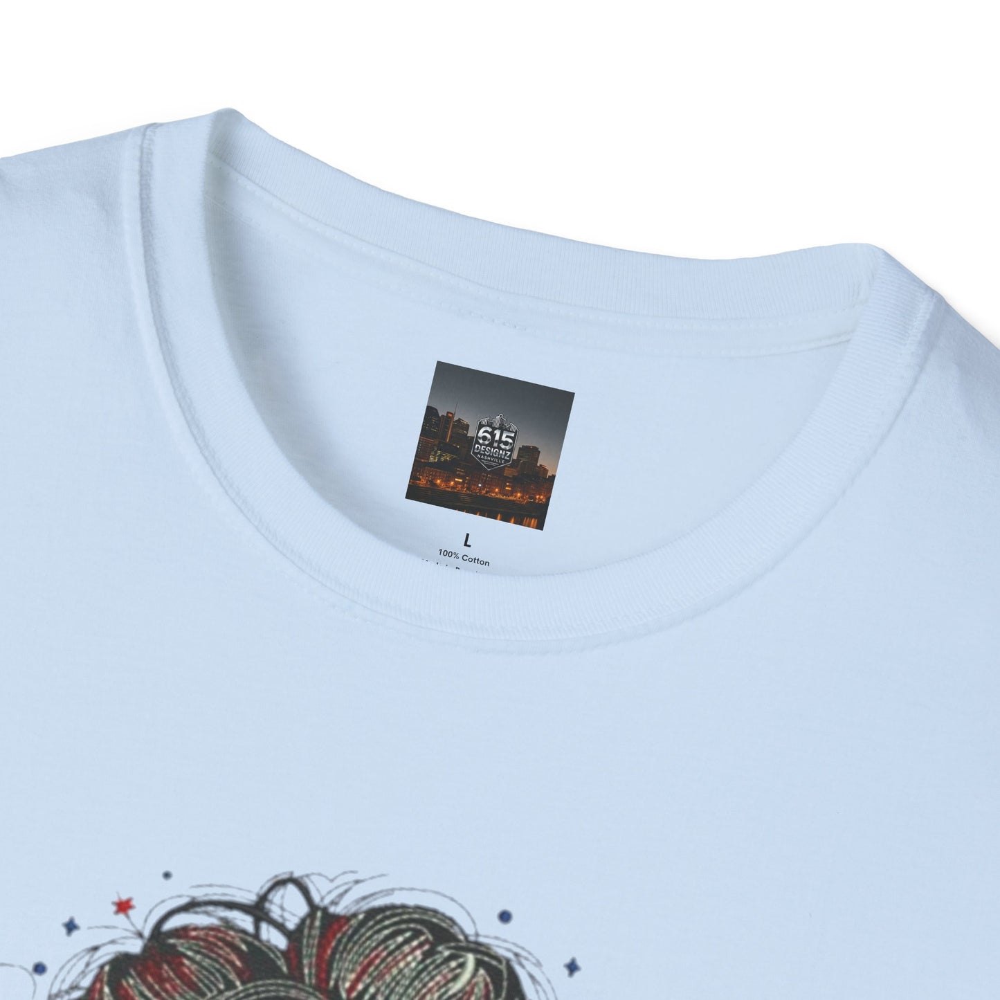 #250 "All American Girl" Patriotic Messy Bun T-Shirt