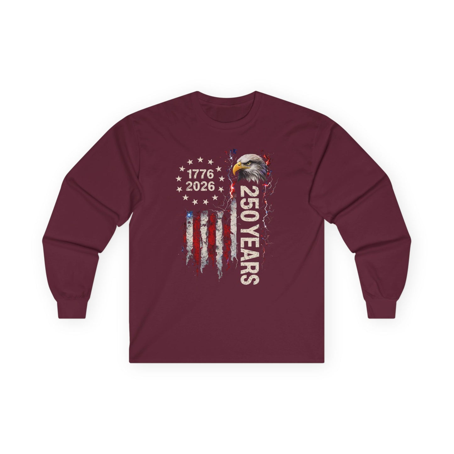 #250 1776-2026 250 Years USA Bicentennial Eagle Long Sleeve Tee