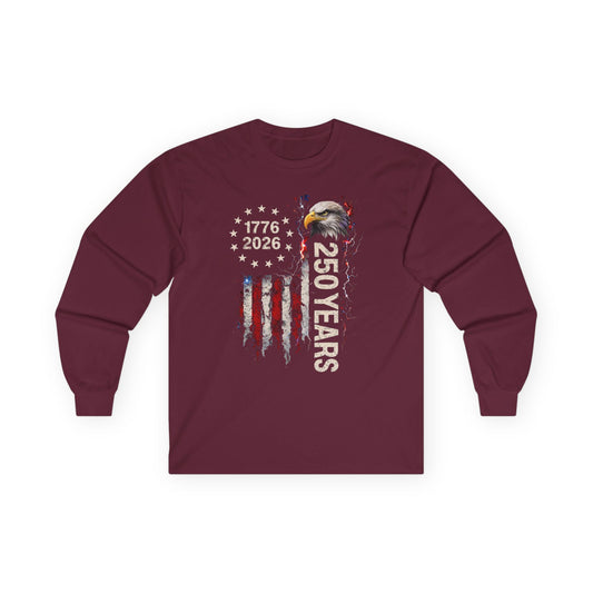 #250 1776-2026 250 Years USA Bicentennial Eagle Long Sleeve Tee