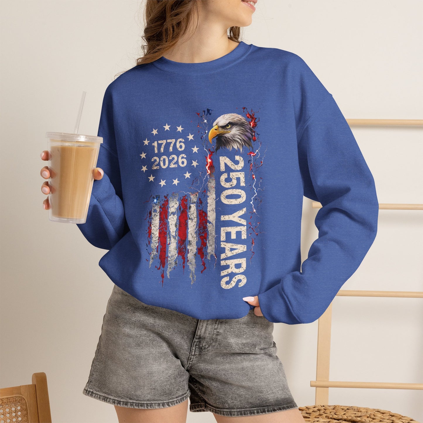 #250 1776-2026 250 Years USA Bicentennial Eagle Crewneck Sweatshirt