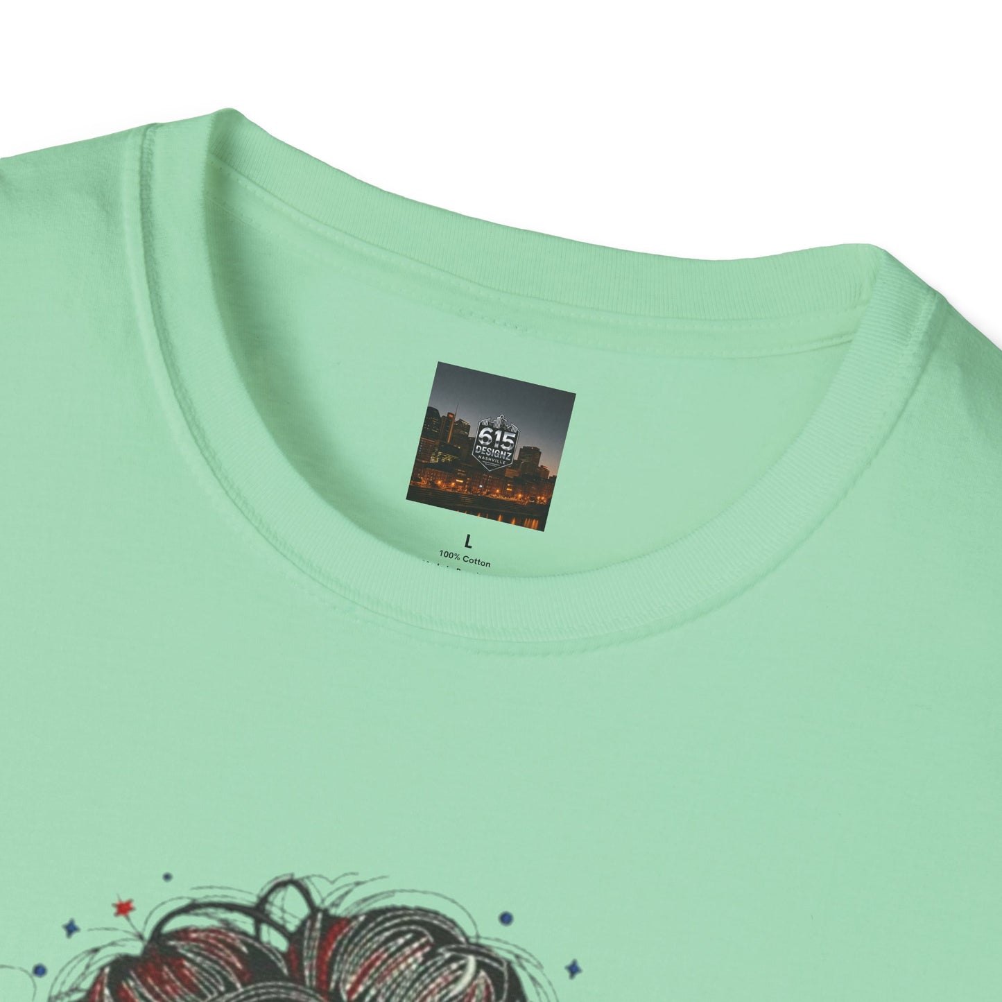 #250 "All American Girl" Patriotic Messy Bun T-Shirt