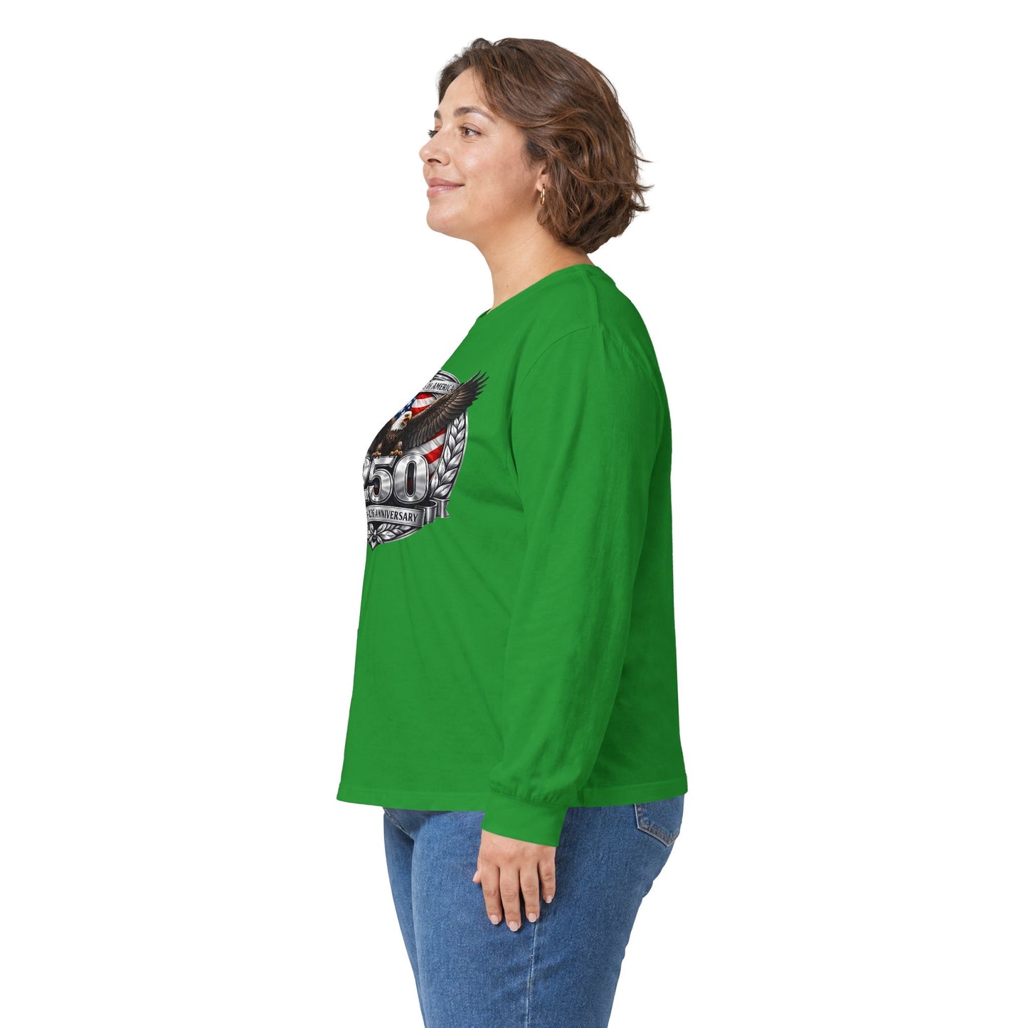 #250 Patriotic Bald Eagle 250 United States Emblem Long Sleeve Tee