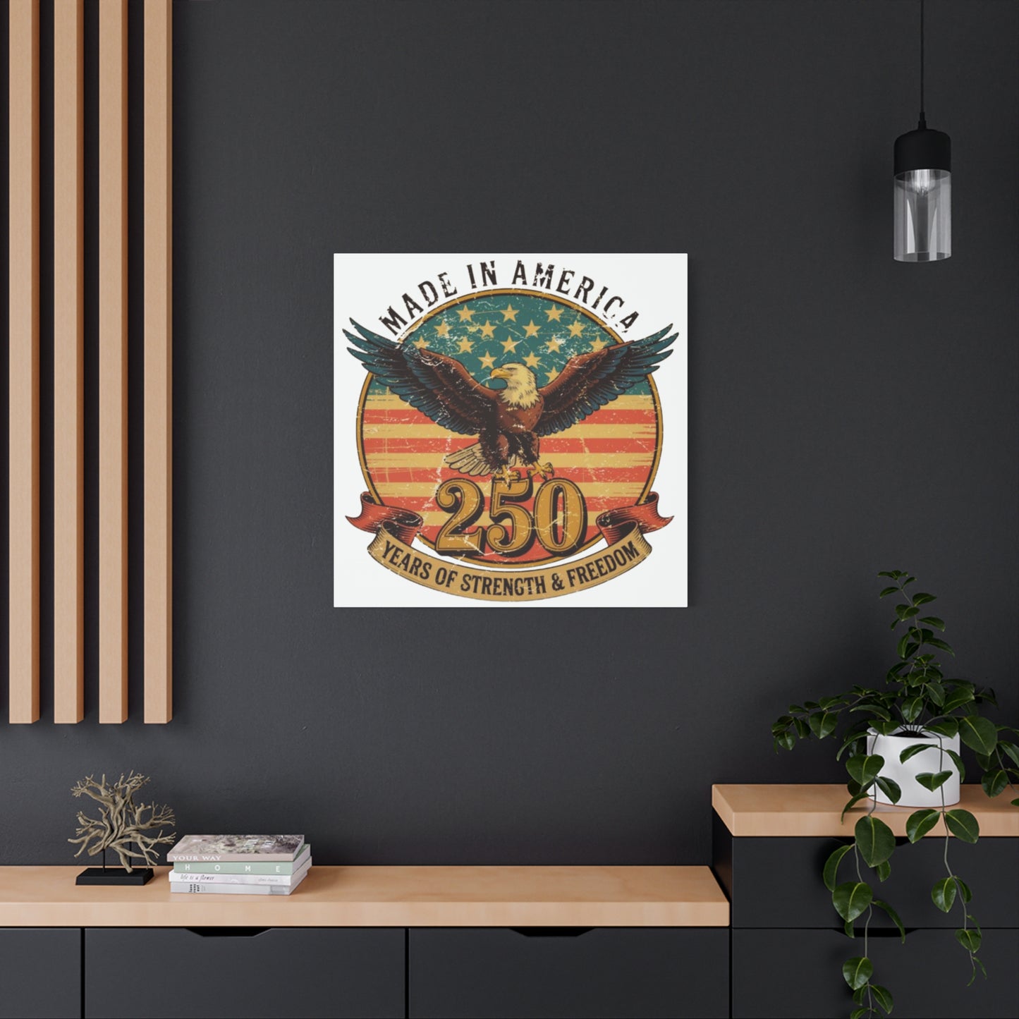 #250 Made in America Eagle 250th Anniversary Patriotic Matte Canvas Wall Art