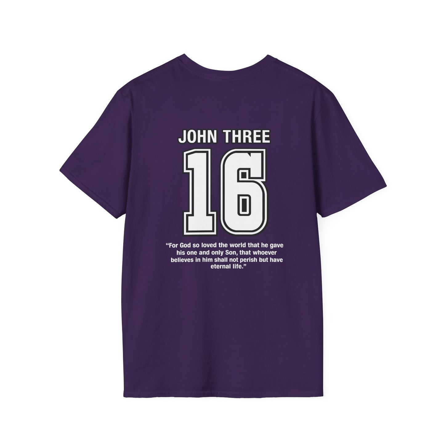 John Three 16 Chest and Back Jersey Print with Scripture Tee