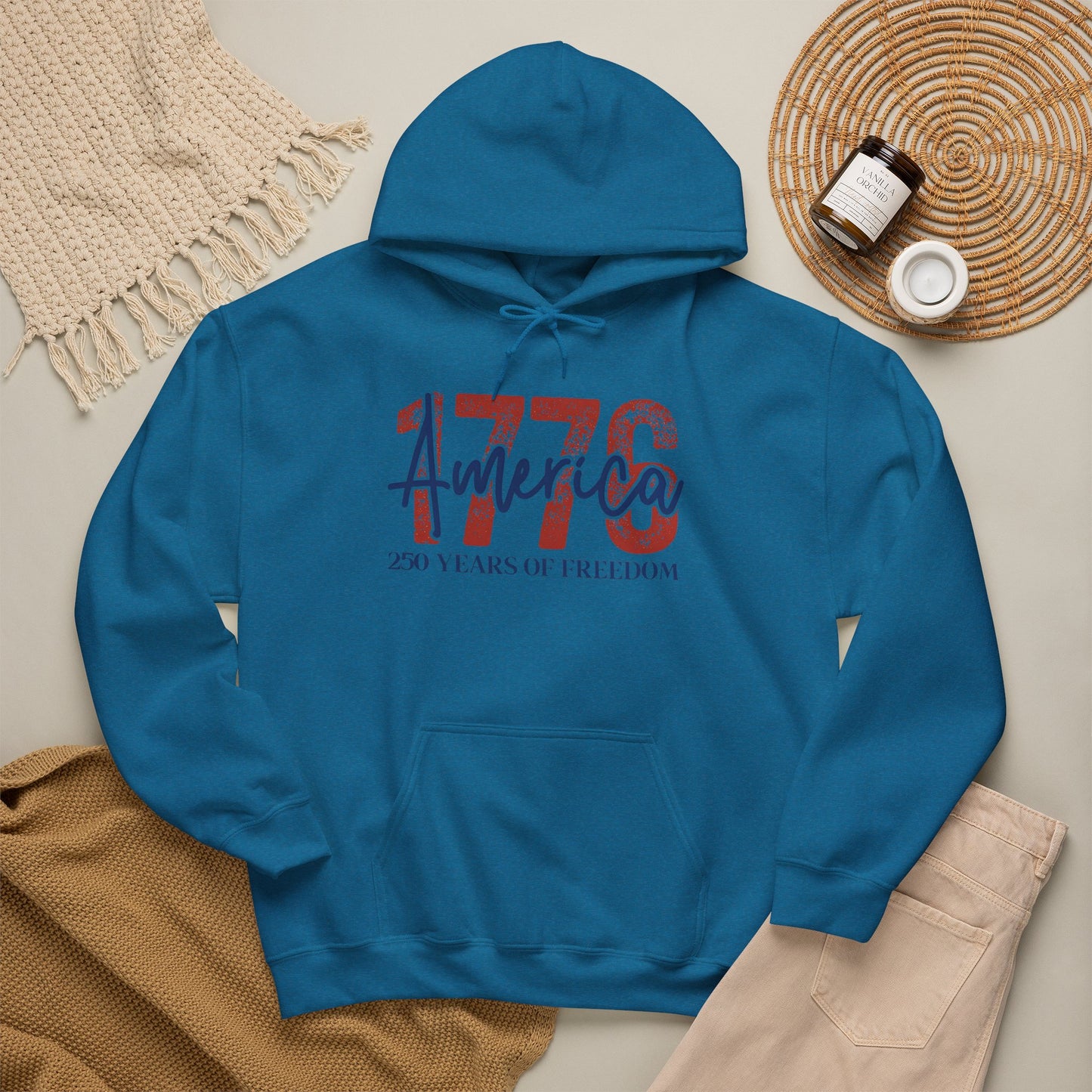 #250 1776 America: 250 Years of Freedom' Patriotic Independence Day Hoodie