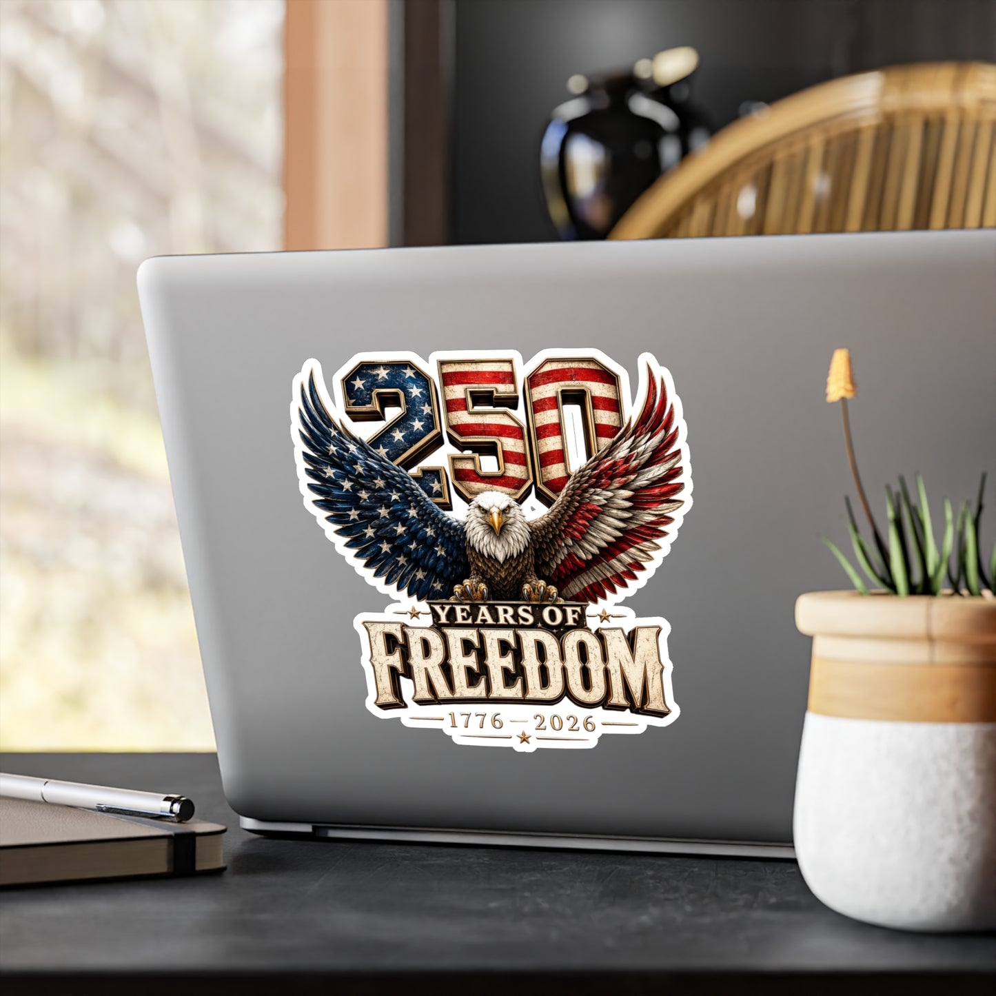 #250 250 Years of Freedom Eagle Patriotic American Flag Anniversary (1776–2026) Vinyl Kiss-Cut Decal