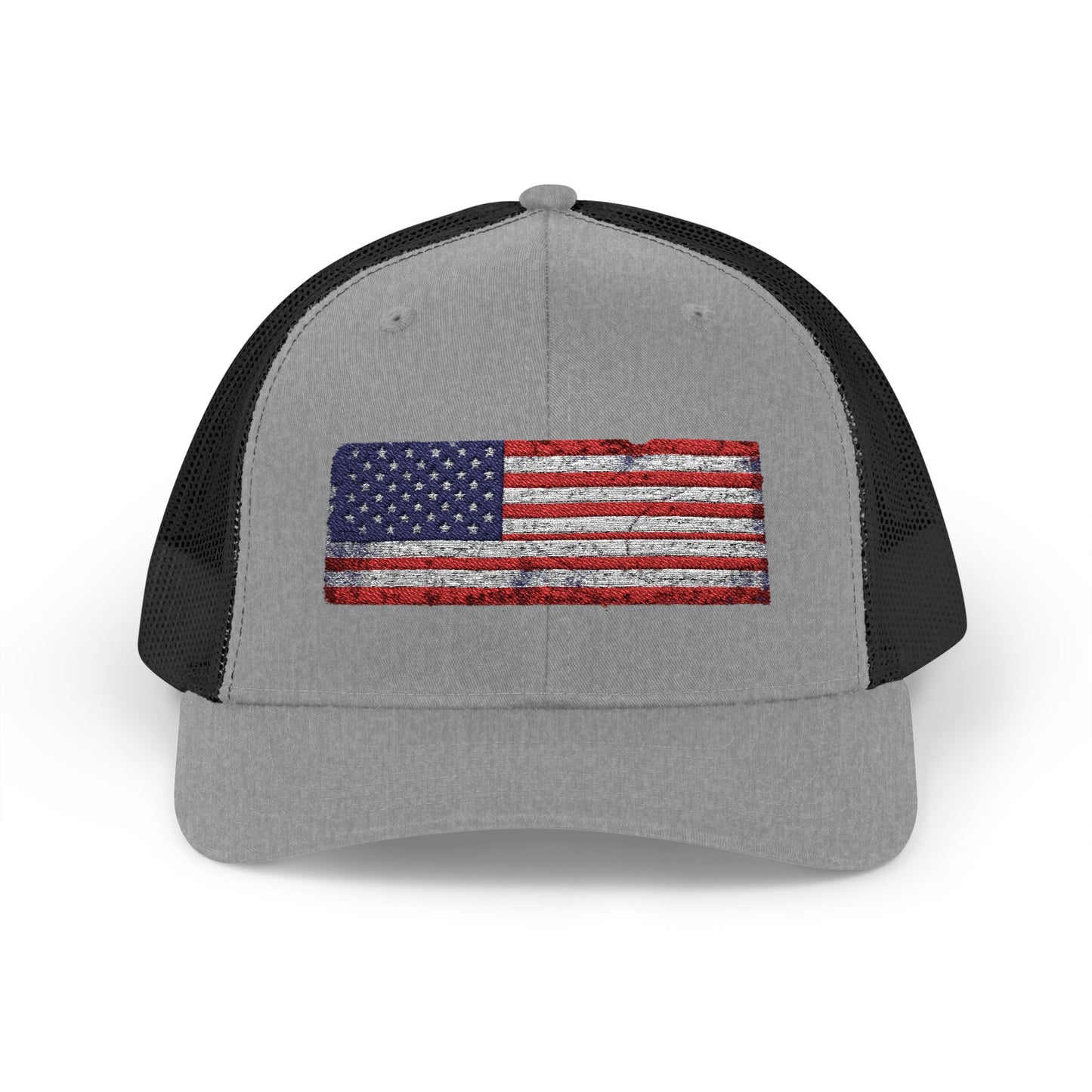 #250 Distressed American Flag Snapback Trucker Cap