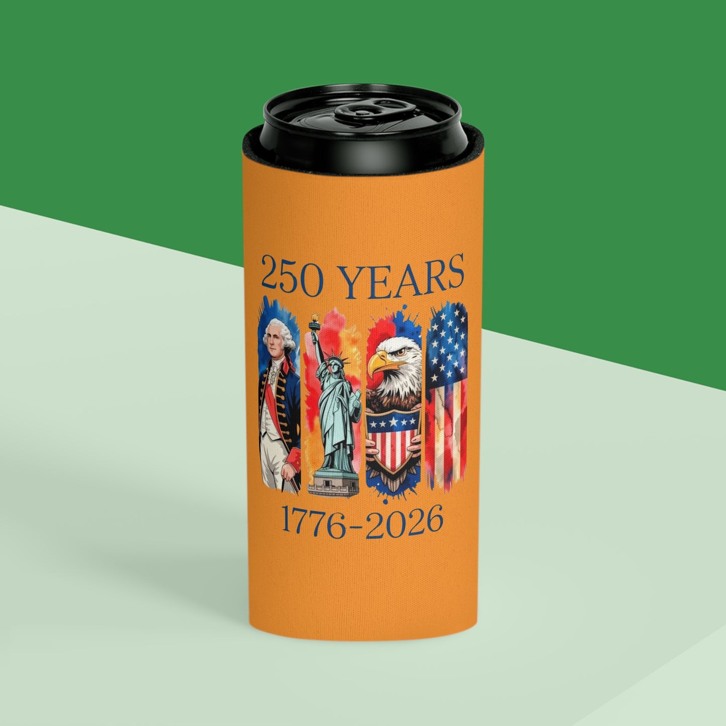 #250 250 Years American History Celebration 1776–2026 Patriotic Can Cooler - Beverage Koozie