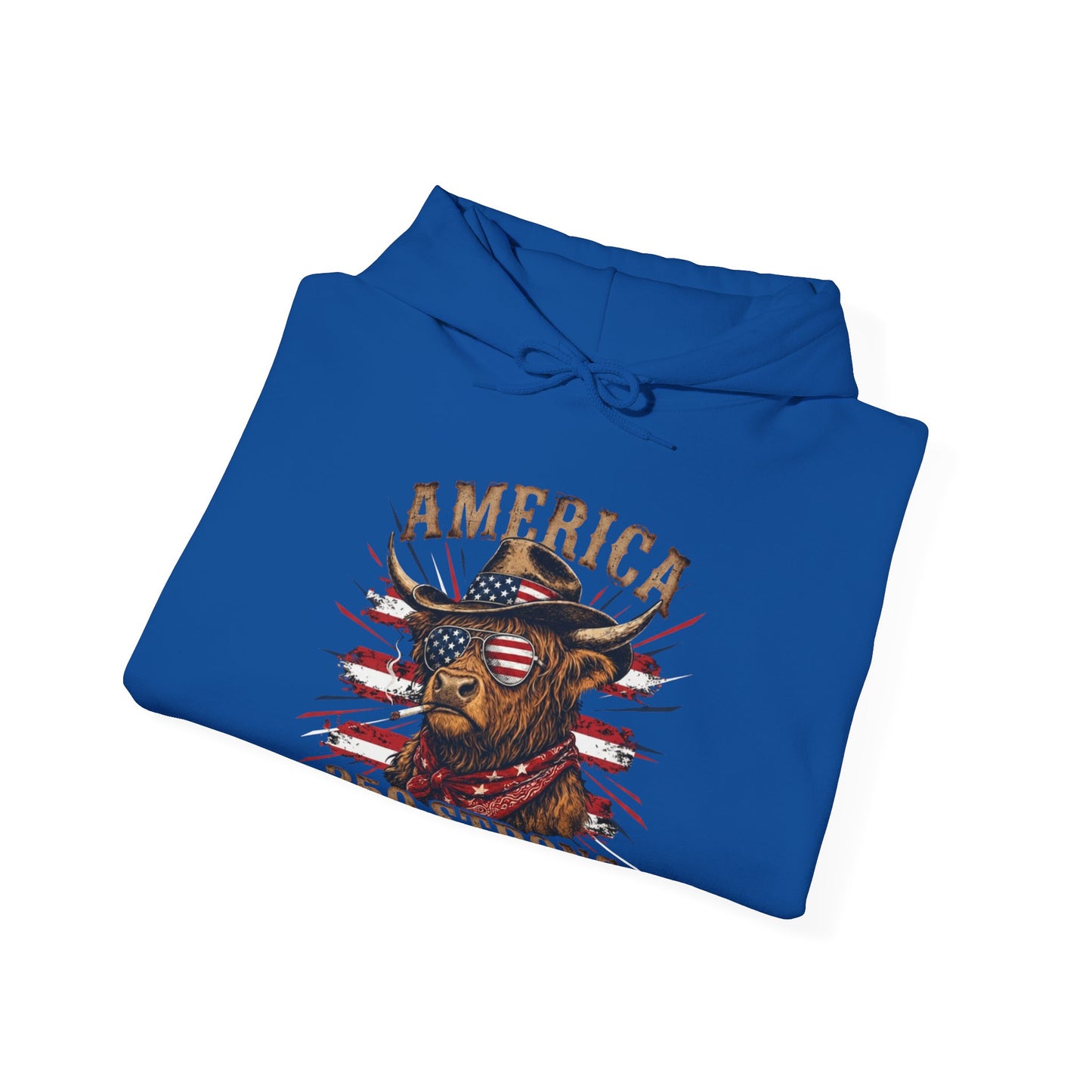 #250 America 250 Strong Patriotic Bull with American Flag Hoodie