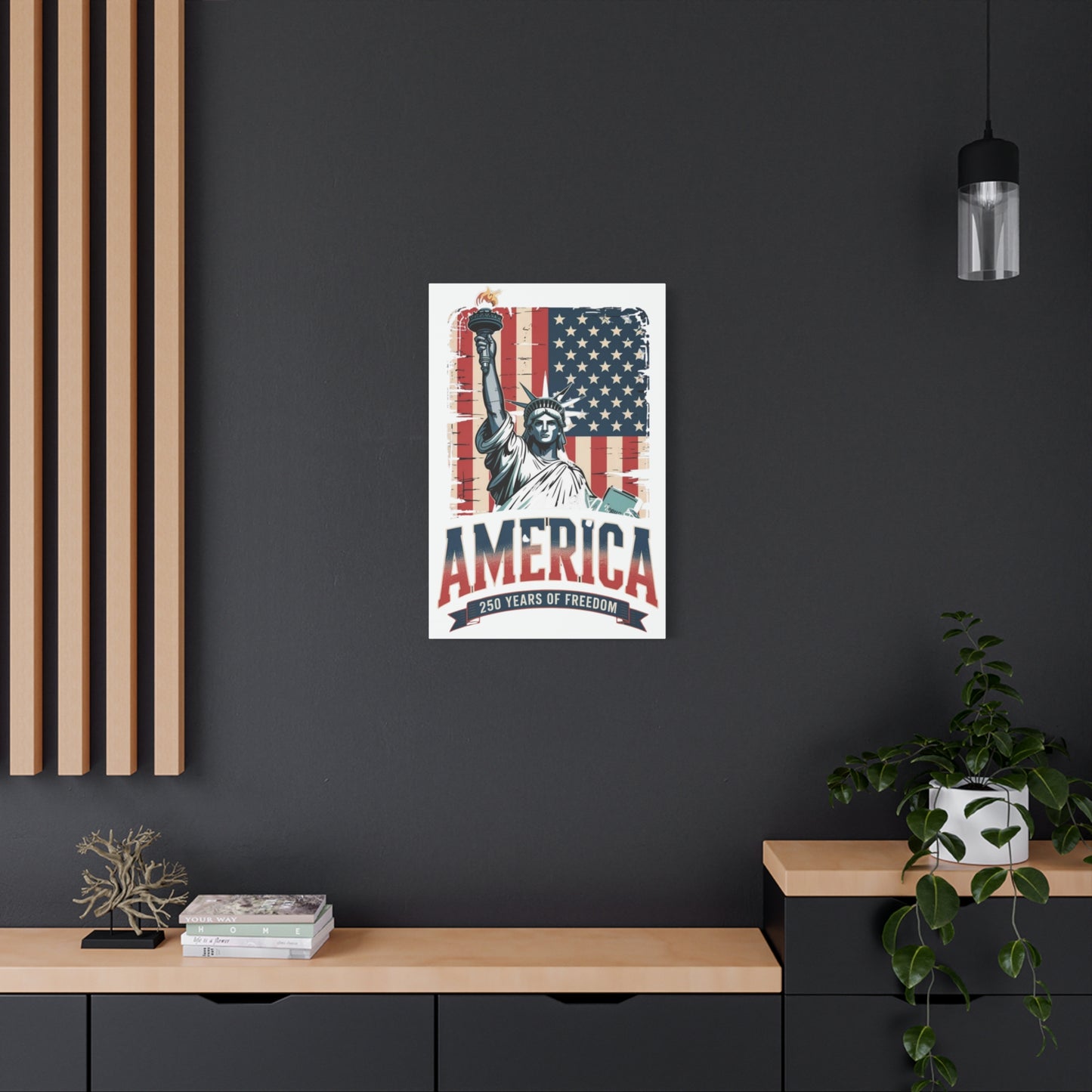 #250 Statue of Liberty American Flag 'America' Patriotic Independence Day Matte Canvas Wall Art