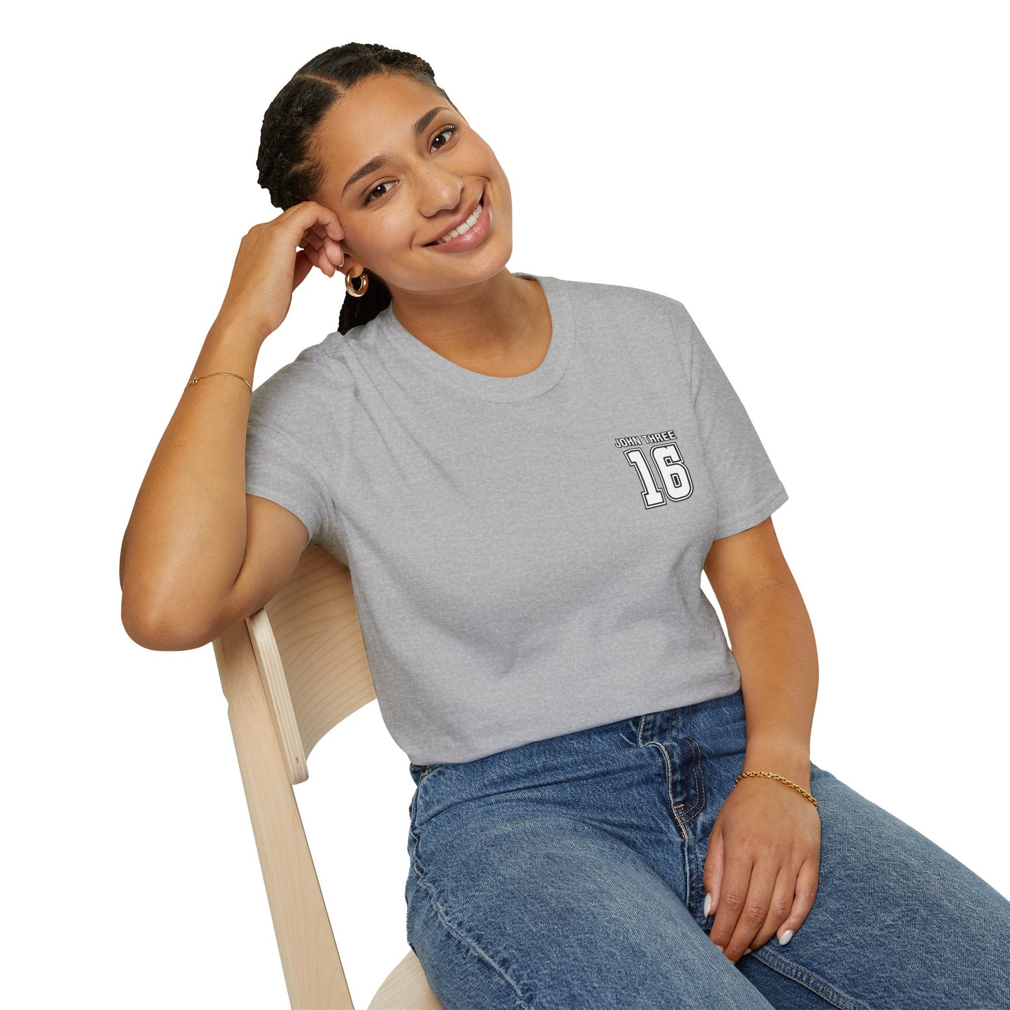 John Three 16 Chest and Back Jersey Print with Scripture Tee