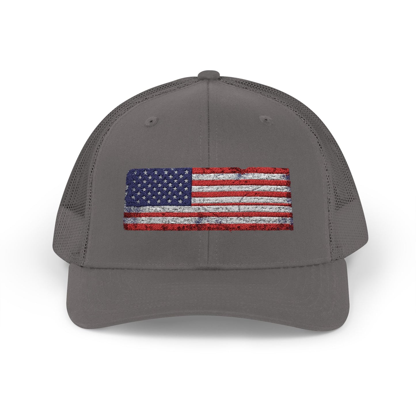 #250 Distressed American Flag Snapback Trucker Cap