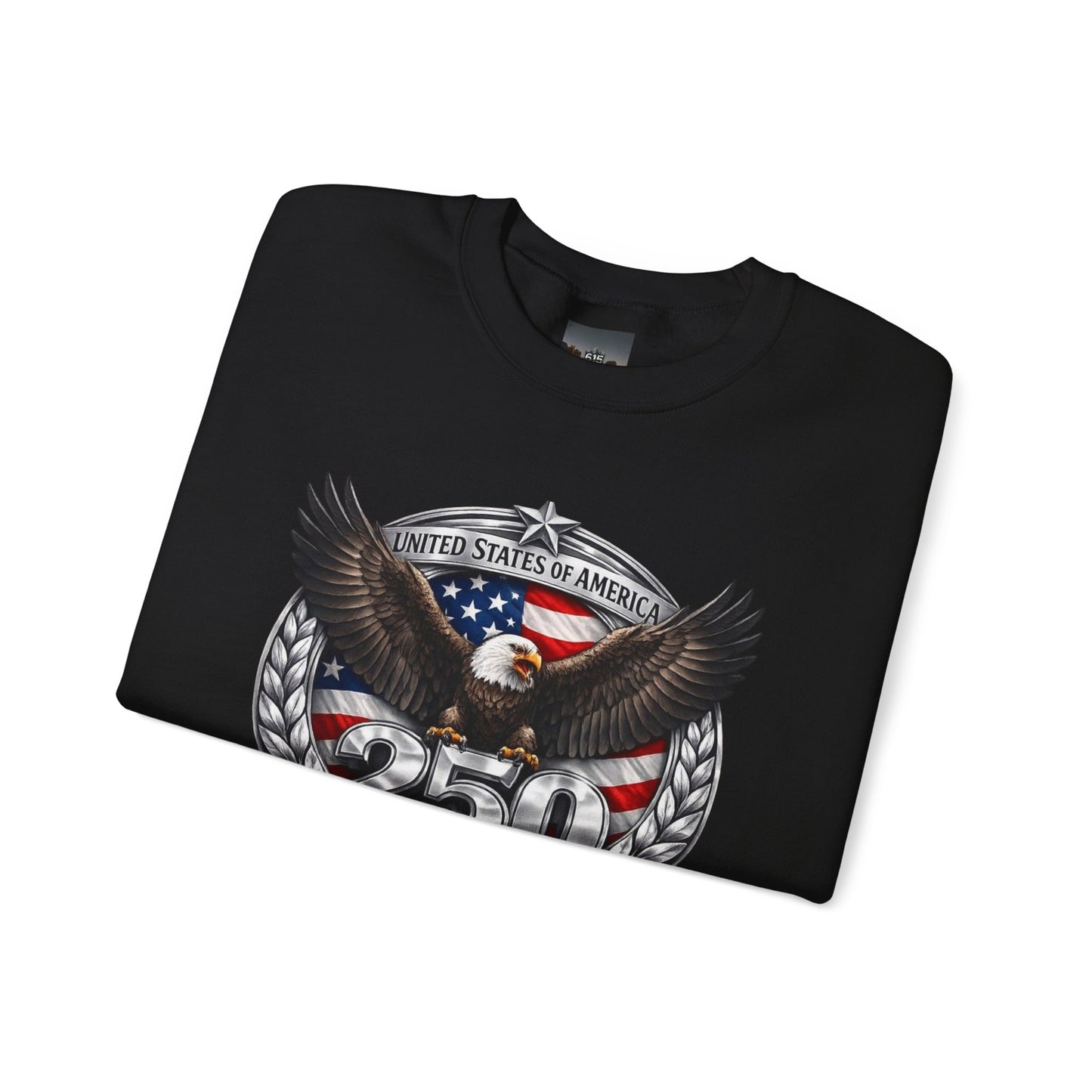 #250 Patriotic Bald Eagle 250 United States Emblem Crewneck Sweatshirt
