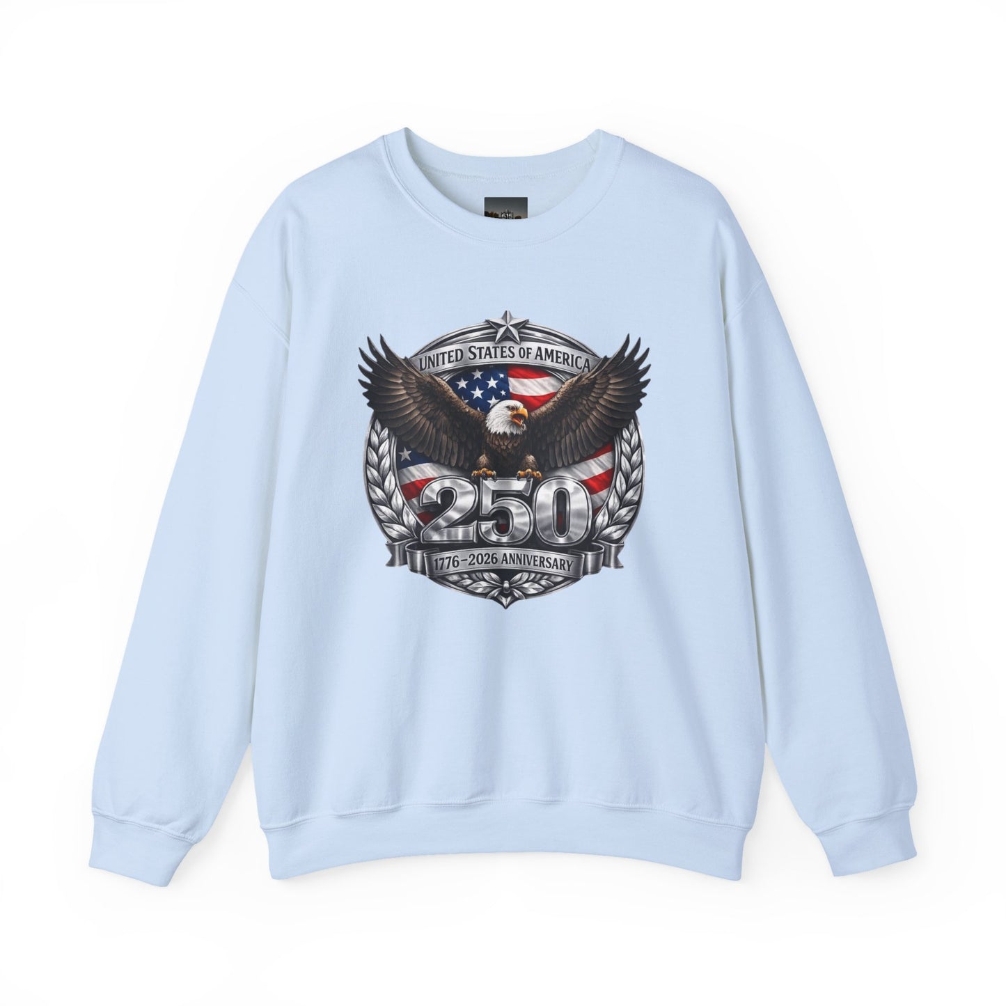 #250 Patriotic Bald Eagle 250 United States Emblem Crewneck Sweatshirt
