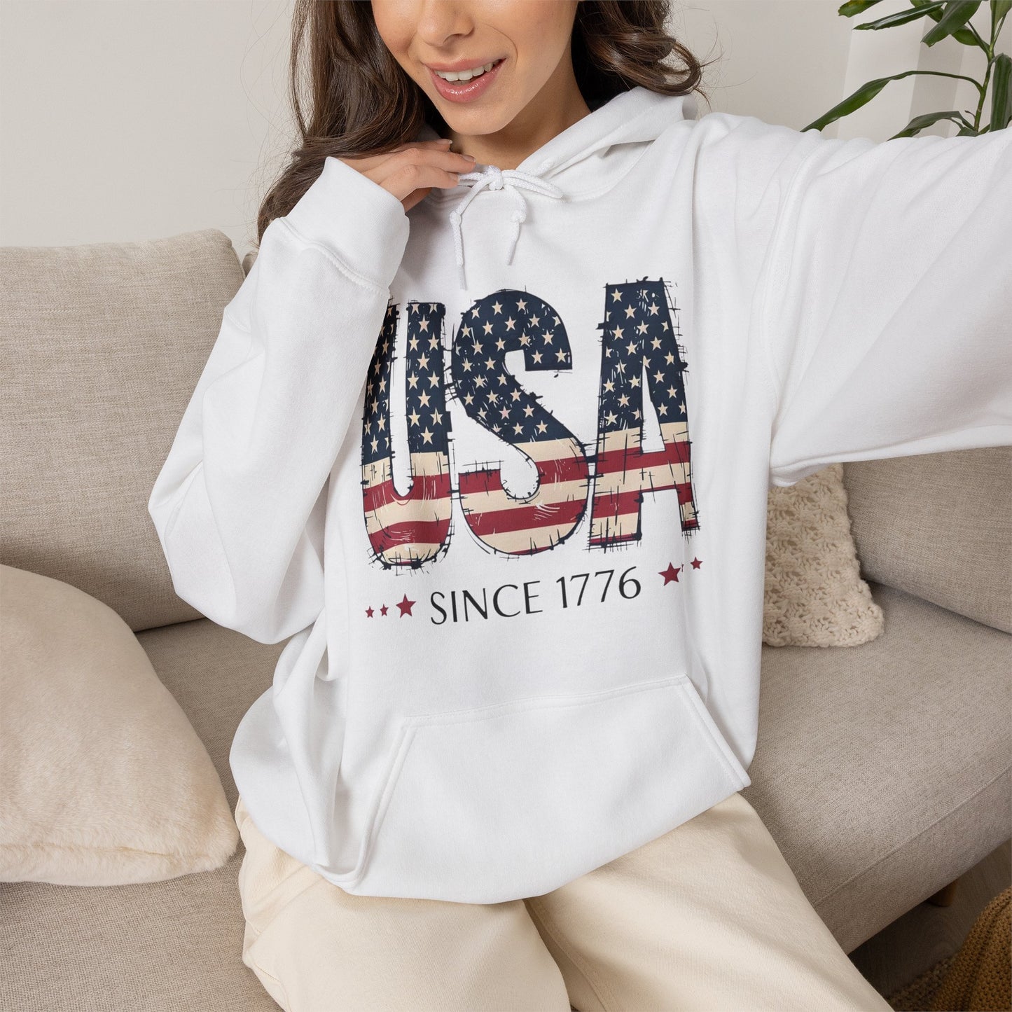 #250 USA Flag "USA Since 1776" Patriotic Hoodie