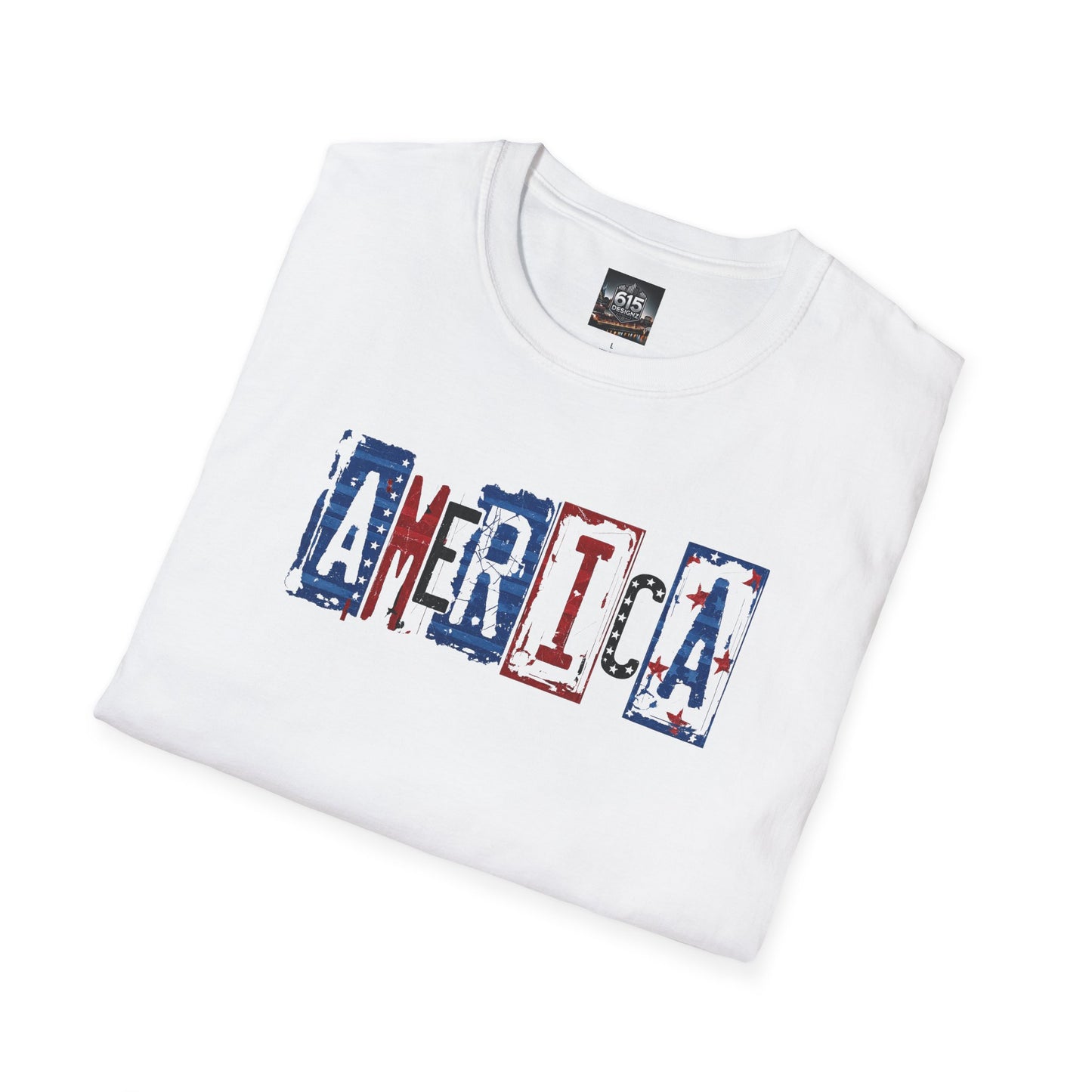 #250 America Retro Block Text Patriotic T-Shirt
