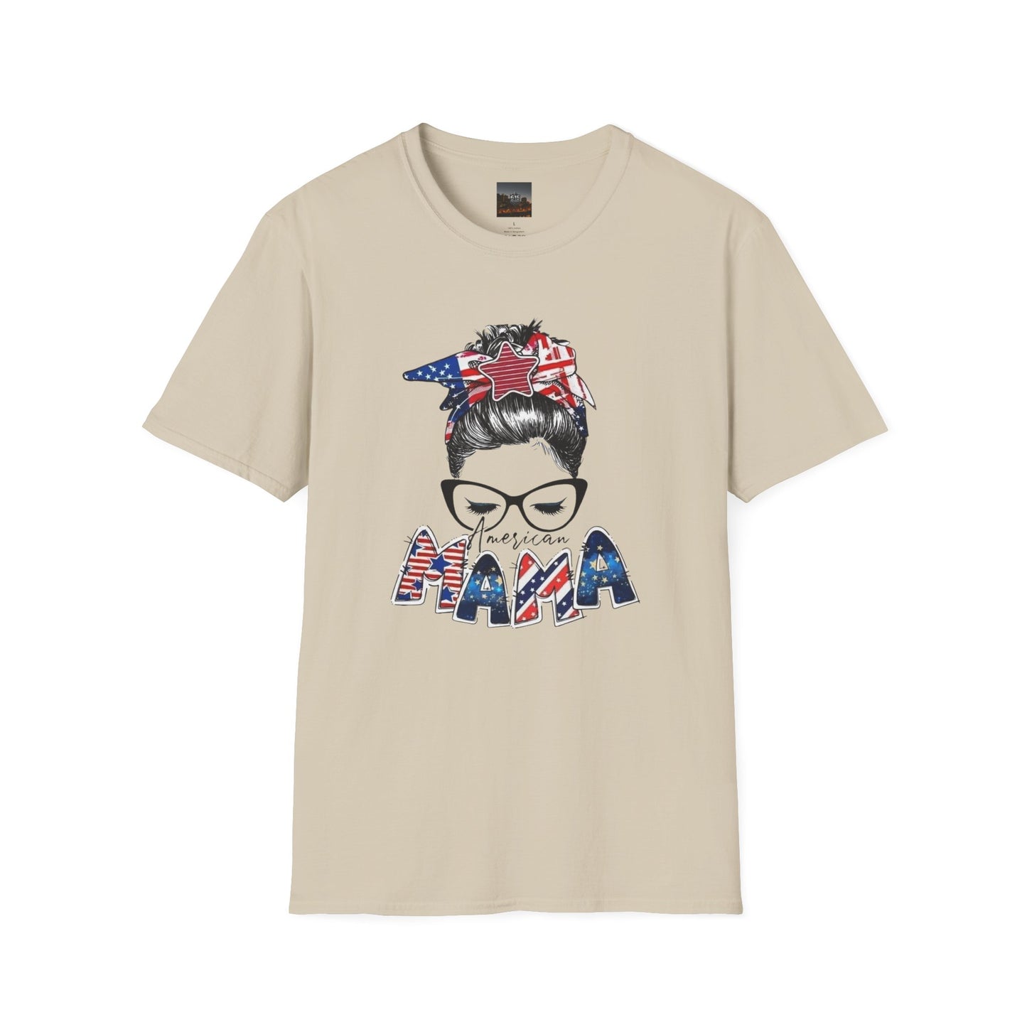 Mama USA Flag Messy Bun T-Shirt