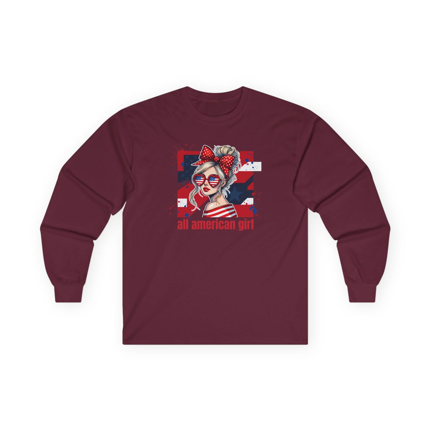 #250 All American Girl Patriotic Long Sleeve Tee