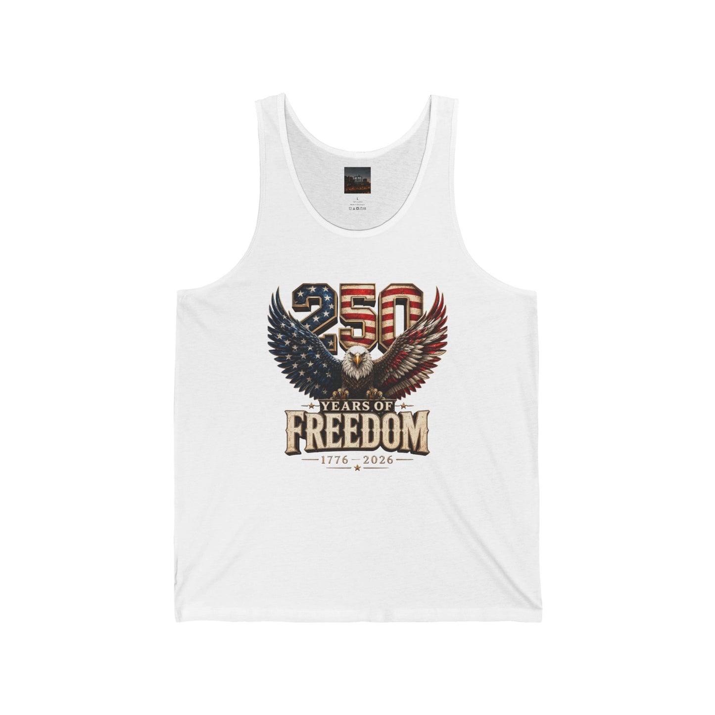 #250 250 Years of Freedom Eagle Patriotic American Flag Anniversary (1776–2026) Jersey Tank Top