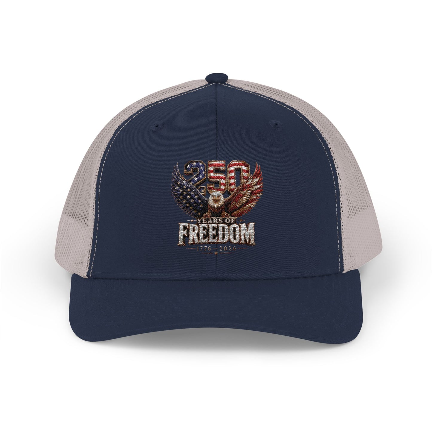 #250 250 Years of Freedom Eagle Patriotic American Flag Anniversary (1776–2026) Snapback Trucker Cap