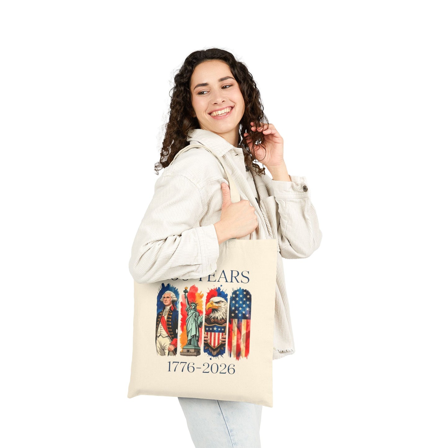 #250 250 Years American History Celebration 1776–2026 Patriotic Canvas Tote