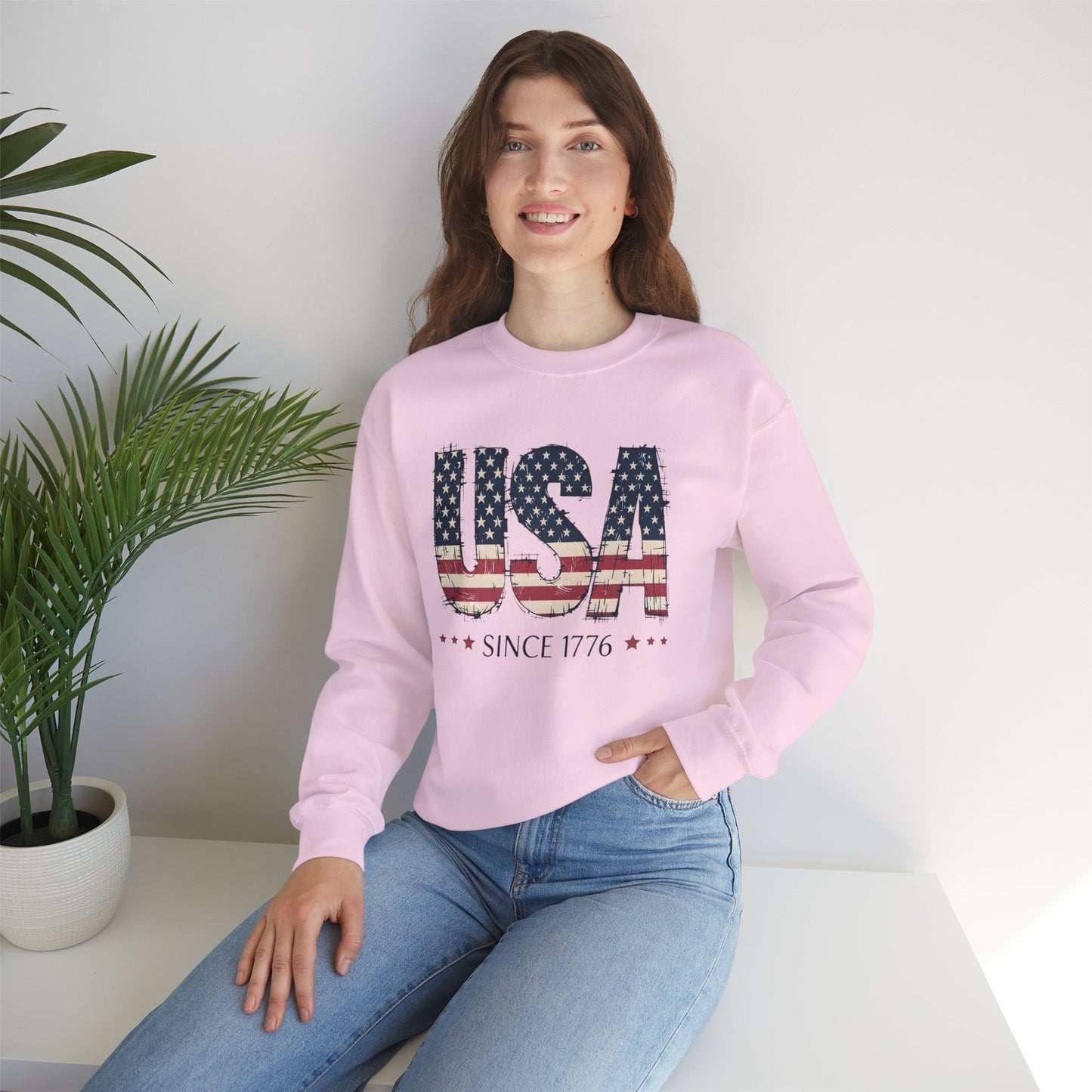 #250 USA Flag "USA Since 1776" Patriotic Crewneck Sweatshirt