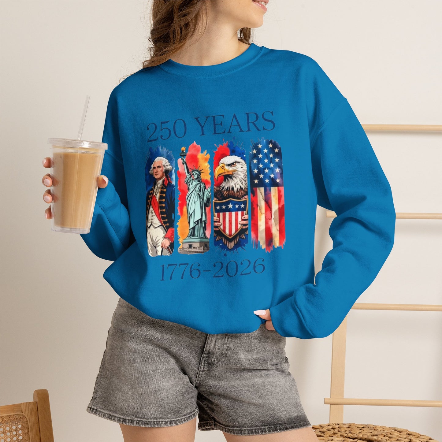 #250 250 Years American History Celebration 1776–2026 Patriotic Crewneck Sweatshirt
