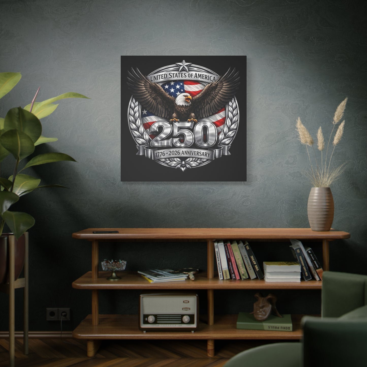 #250 Patriotic Bald Eagle 250 United States Emblem Matte Canvas Wall Art