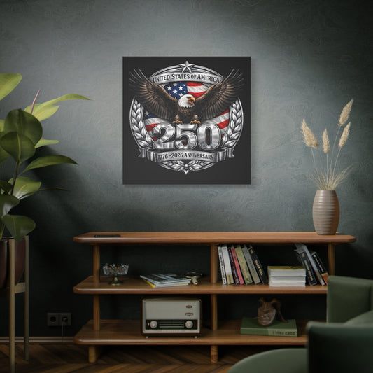 #250 Patriotic Bald Eagle 250 United States Emblem Matte Canvas Wall Art