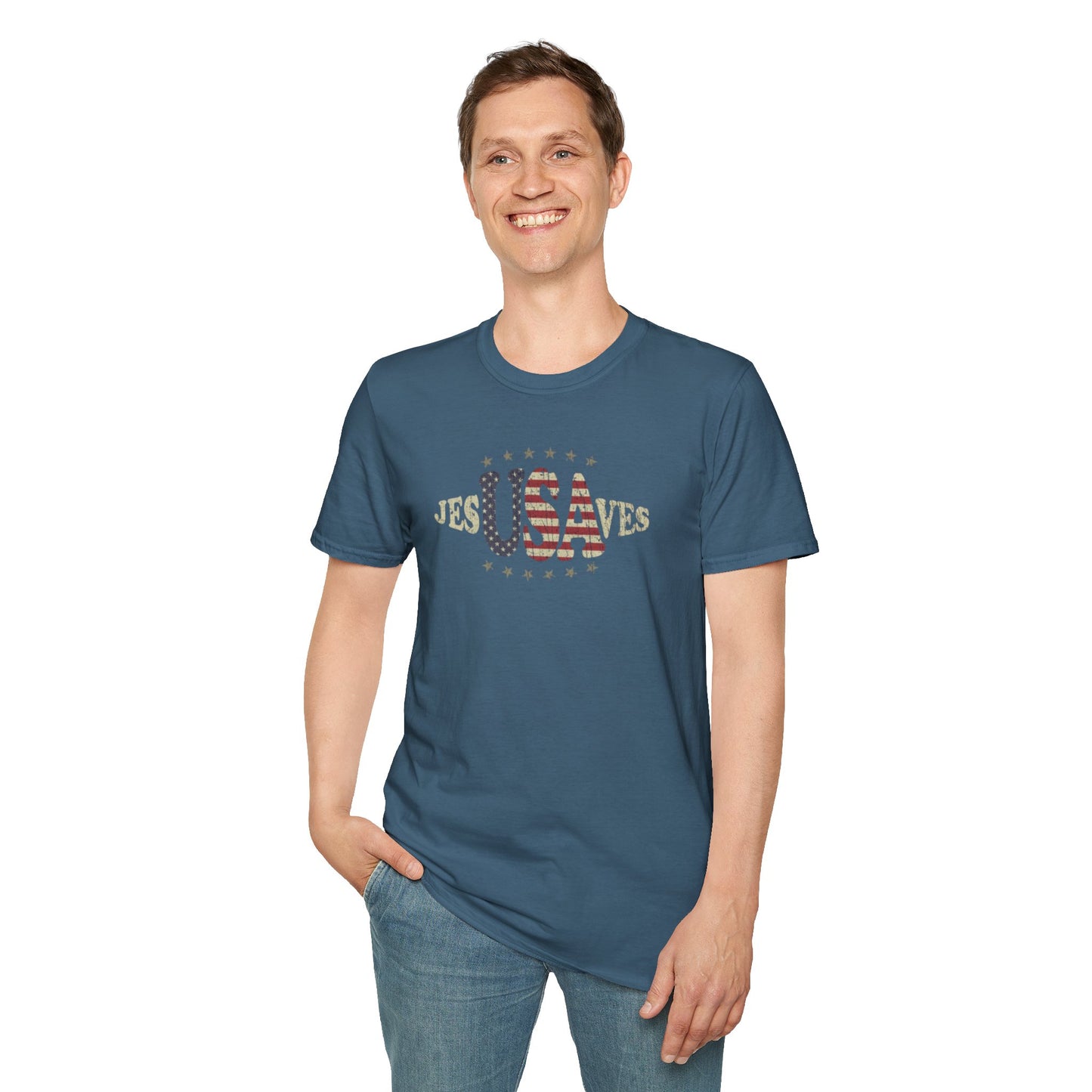 JesUSAves Patriotic T-Shirt — American Flag Christian Faith Tee