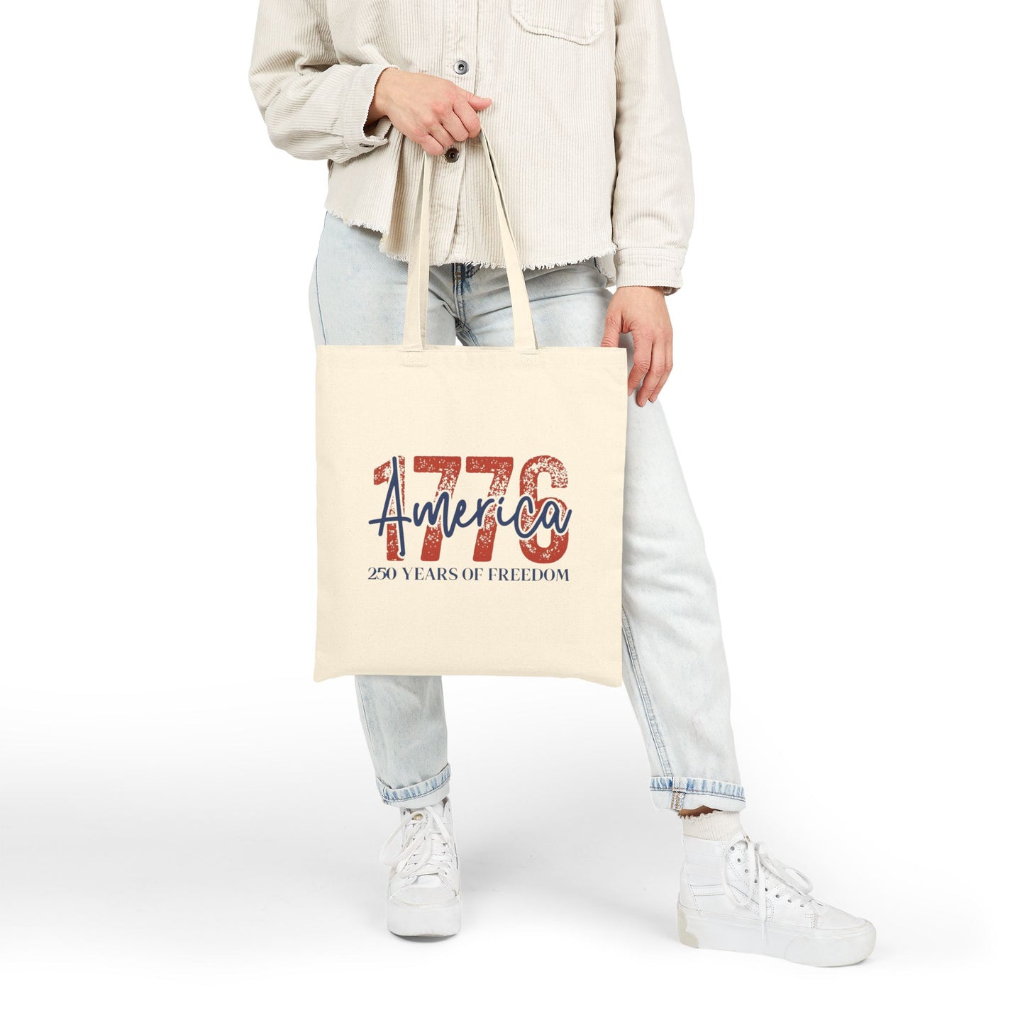 #250 1776 America: 250 Years of Freedom' Patriotic Independence Day Canvas Tote