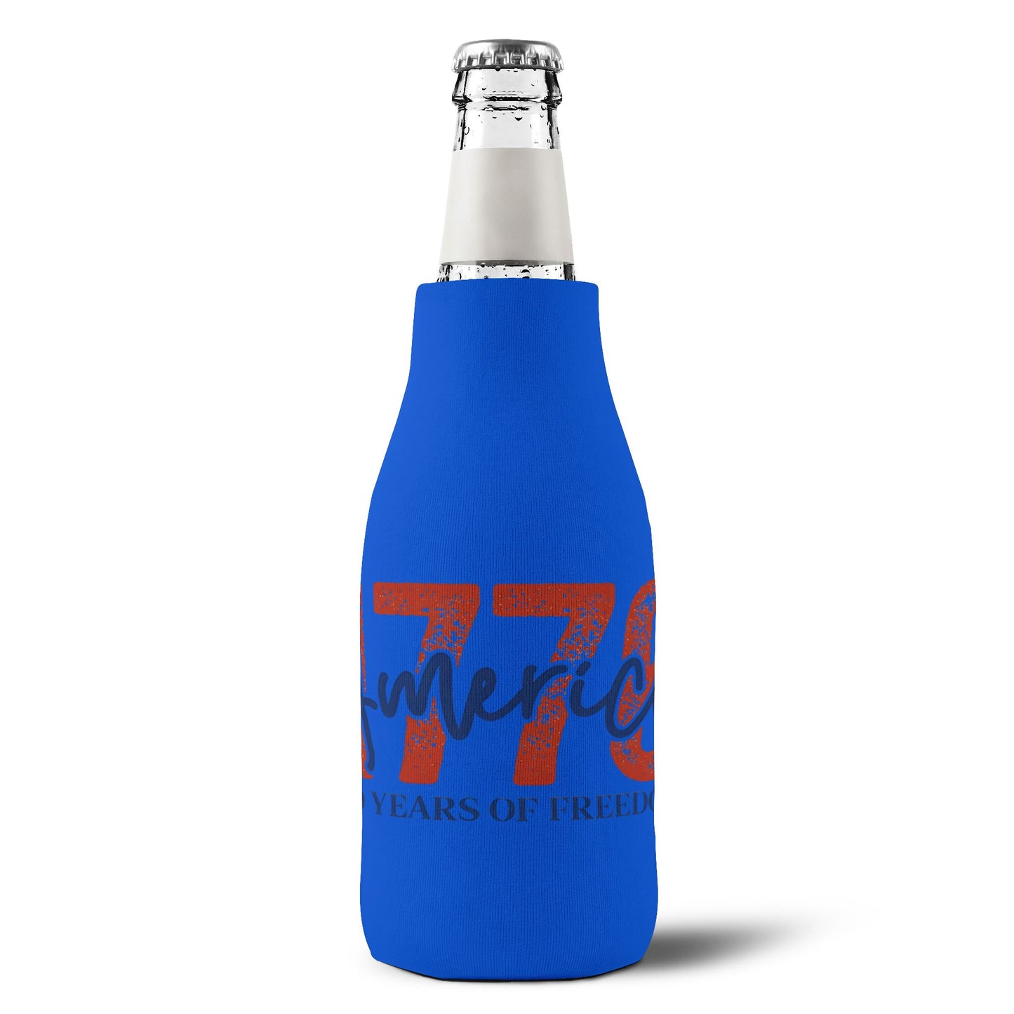 #250 1776 America: 250 Years of Freedom' Patriotic Independence Day Zip-Up Bottle Cooler Sleeve Koozie