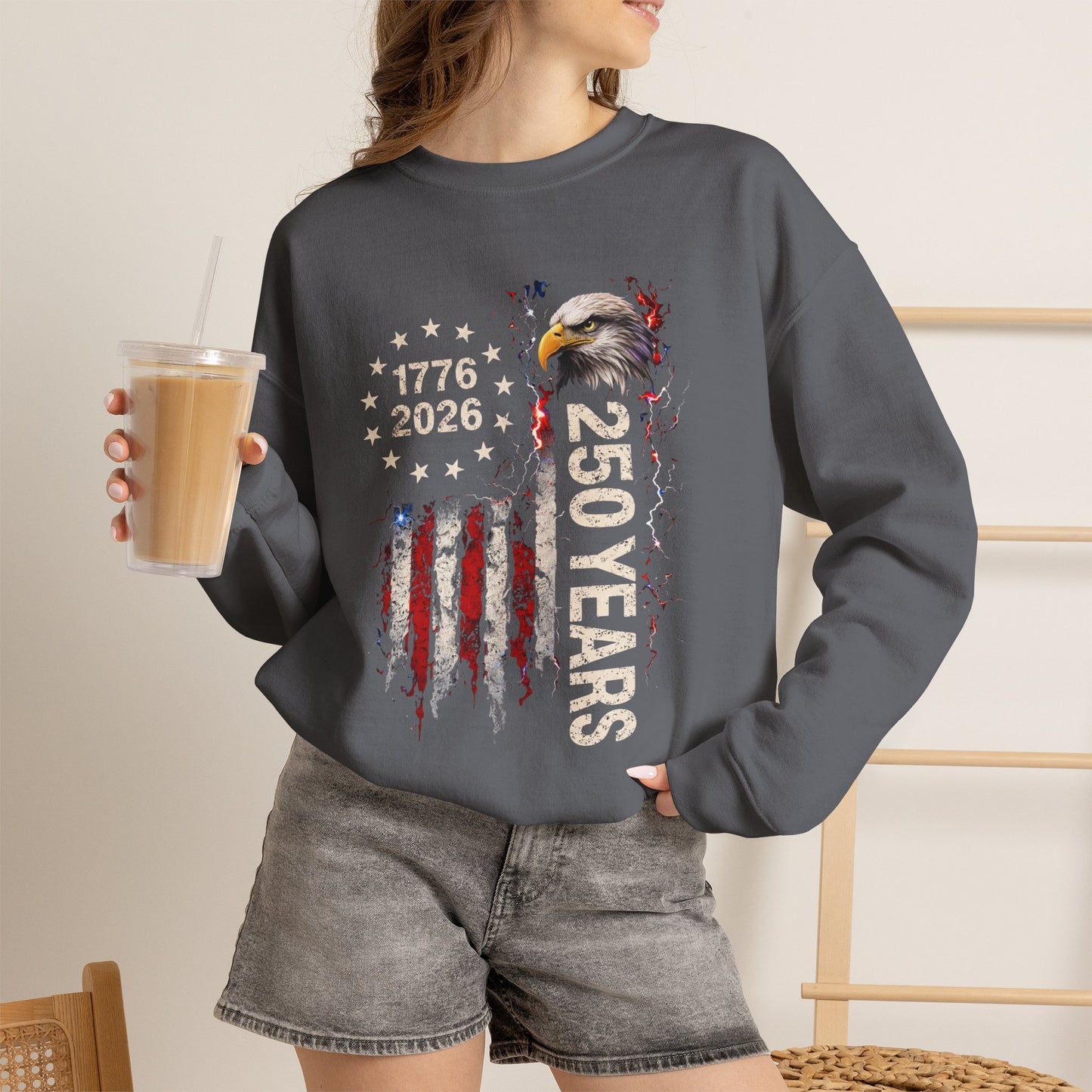 #250 1776-2026 250 Years USA Bicentennial Eagle Crewneck Sweatshirt