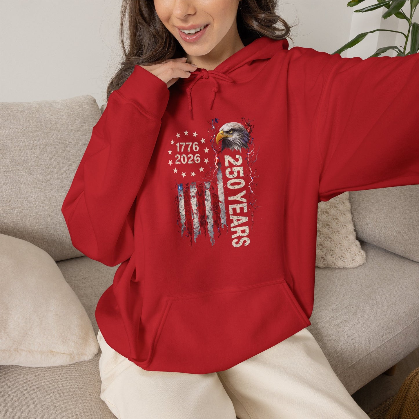 #250 1776-2026 250 Years USA Bicentennial Eagle Hoodie